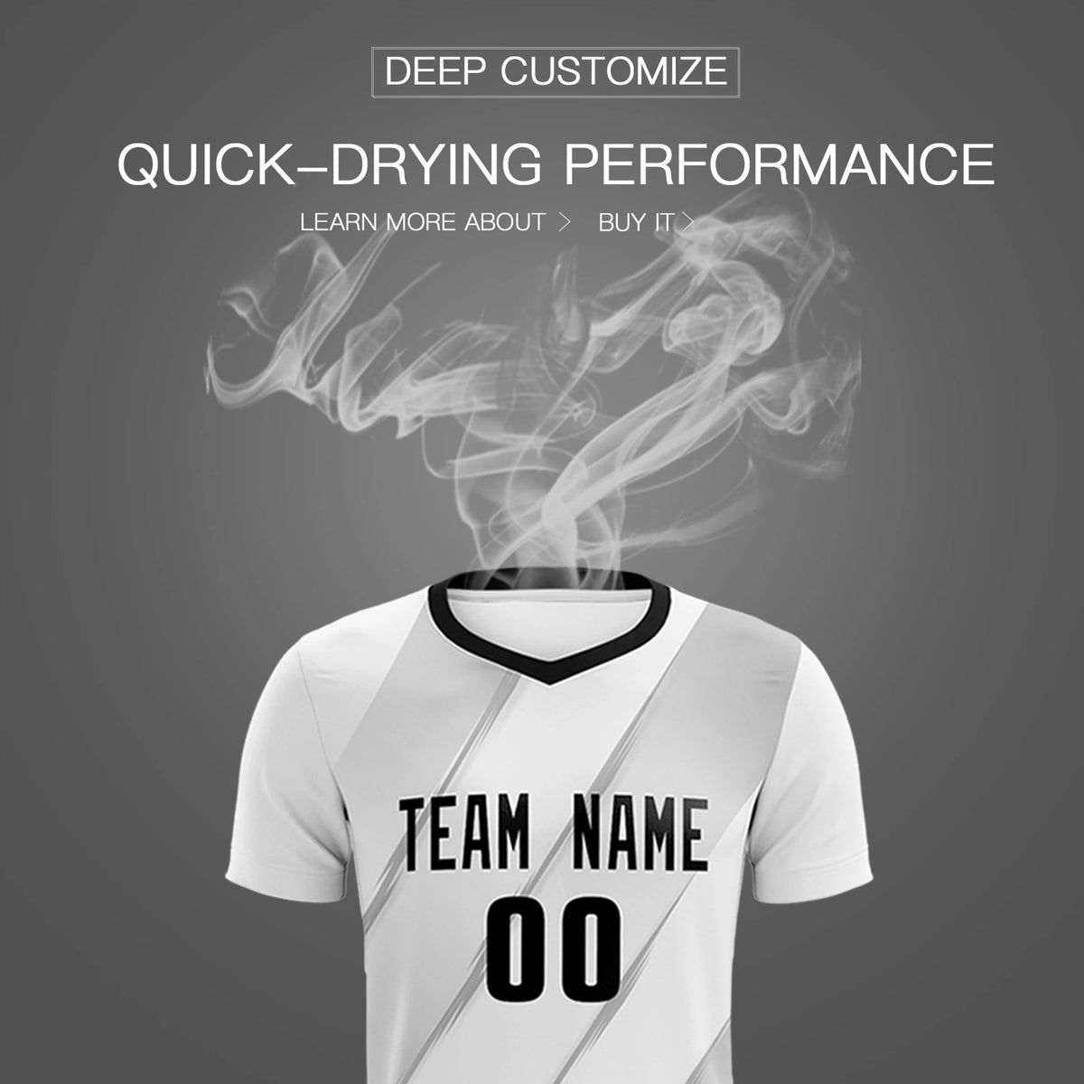 Custom White Black Printing Sportswear Soccer Sets Jersey