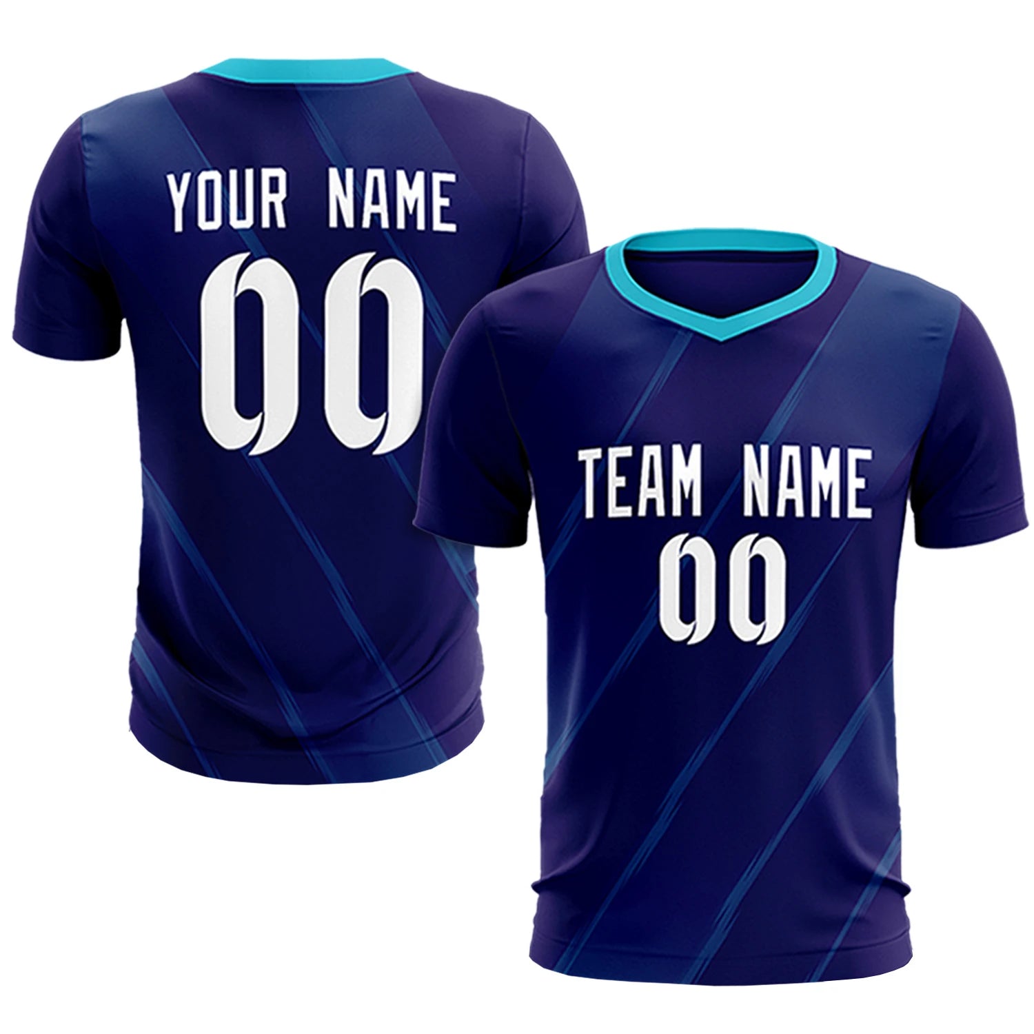 Custom Purple Sky Blue Printing Sportswear Soccer Sets Jersey