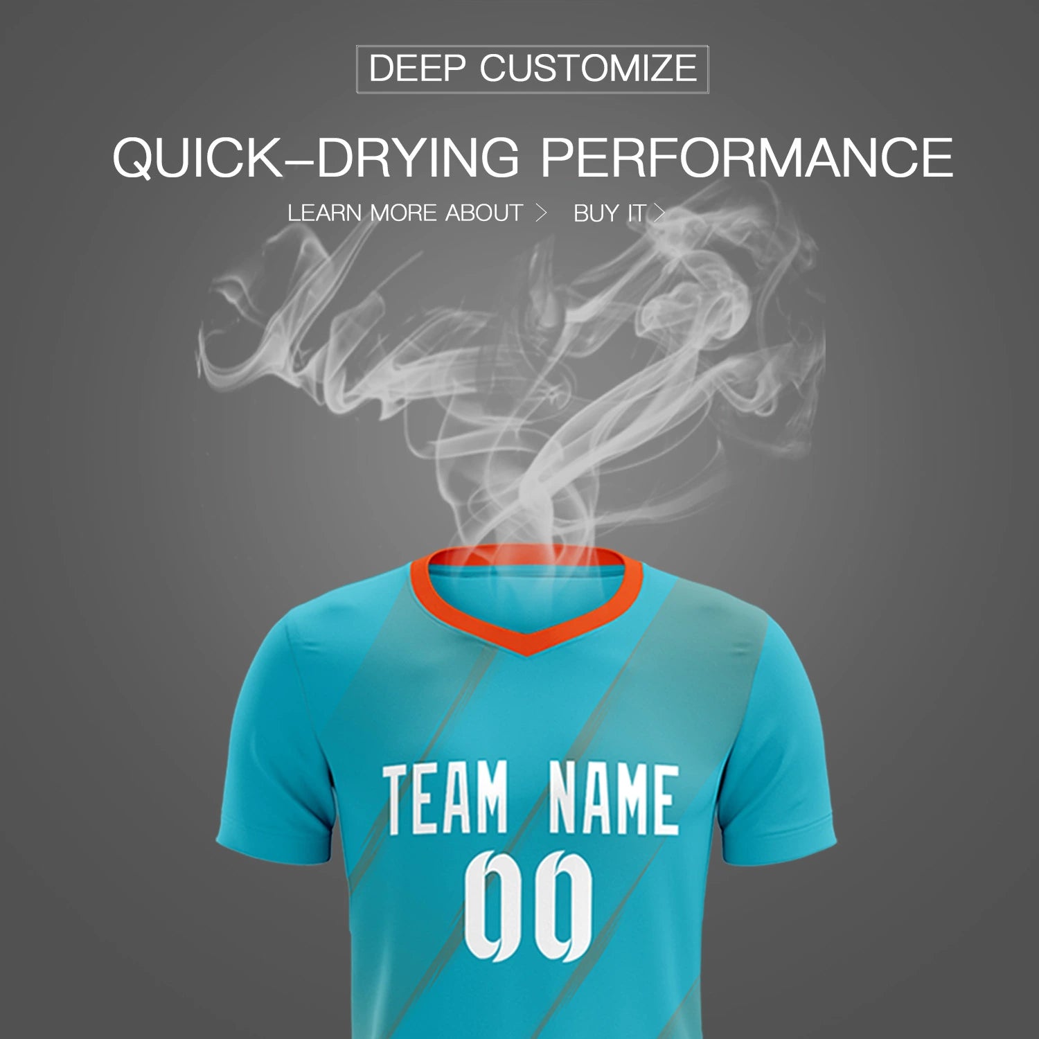 Custom Aqua Orange Printing Sportswear Soccer Sets Jersey