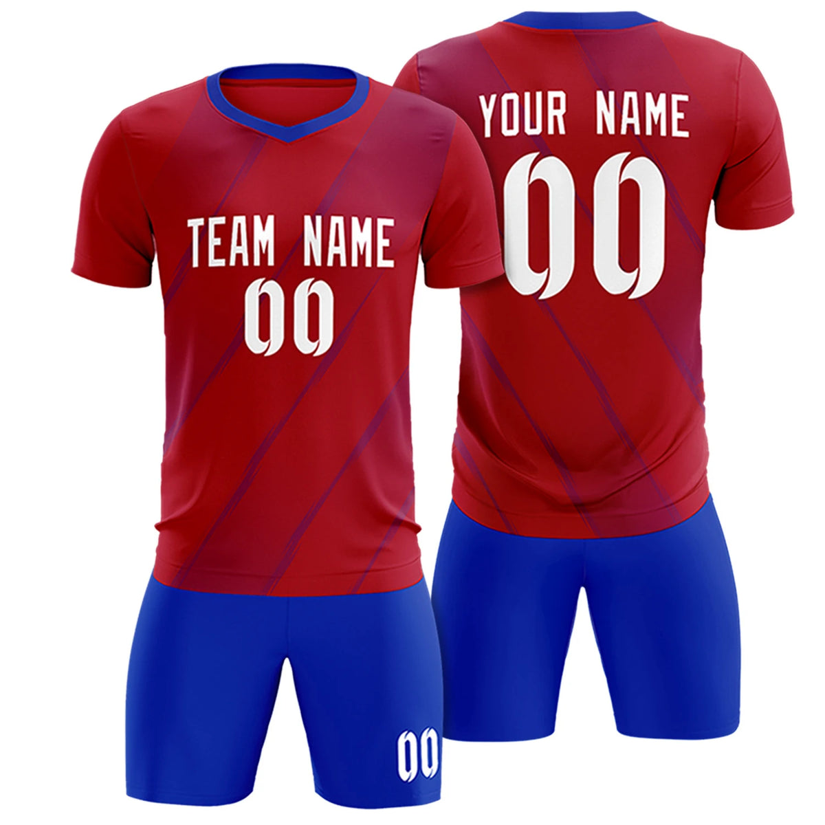 Custom Red Royal Blue Printing Sportswear Soccer Sets Jersey