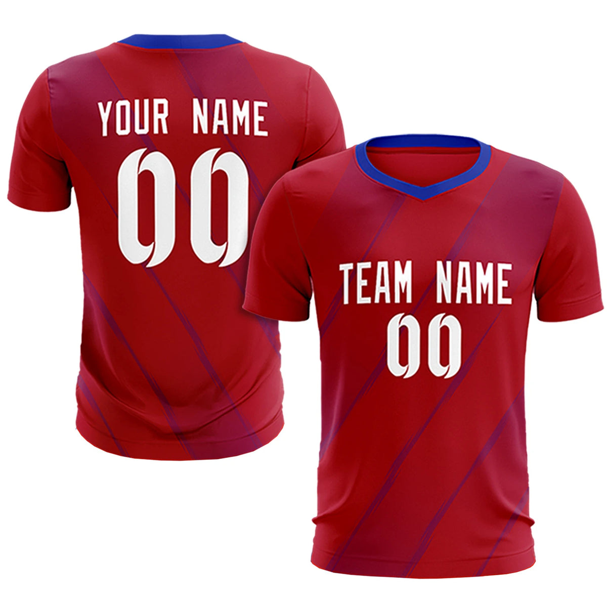 Custom Red Royal Blue Printing Sportswear Soccer Sets Jersey