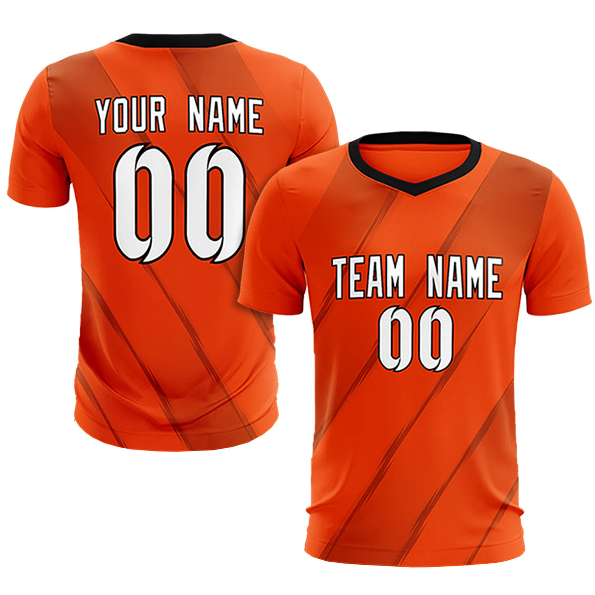 Custom Orange Black Printing Sportswear Soccer Sets Jersey