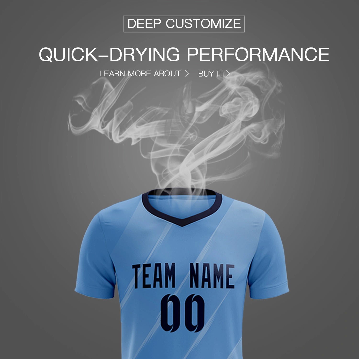 Custom Light Blue Navy Printing Sportswear Soccer Sets Jersey