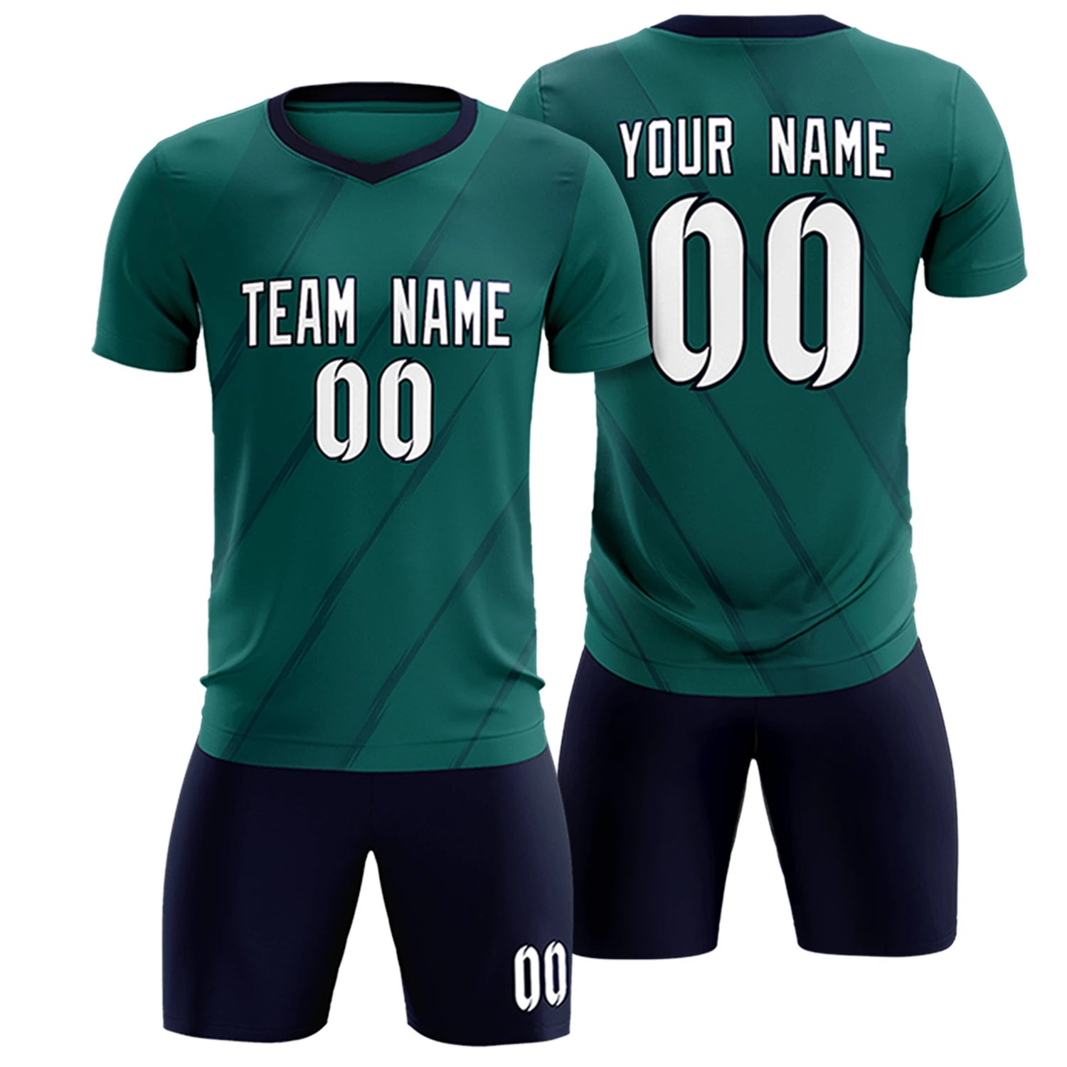 Custom Aqua Black Printing Sportswear Soccer Sets Jersey