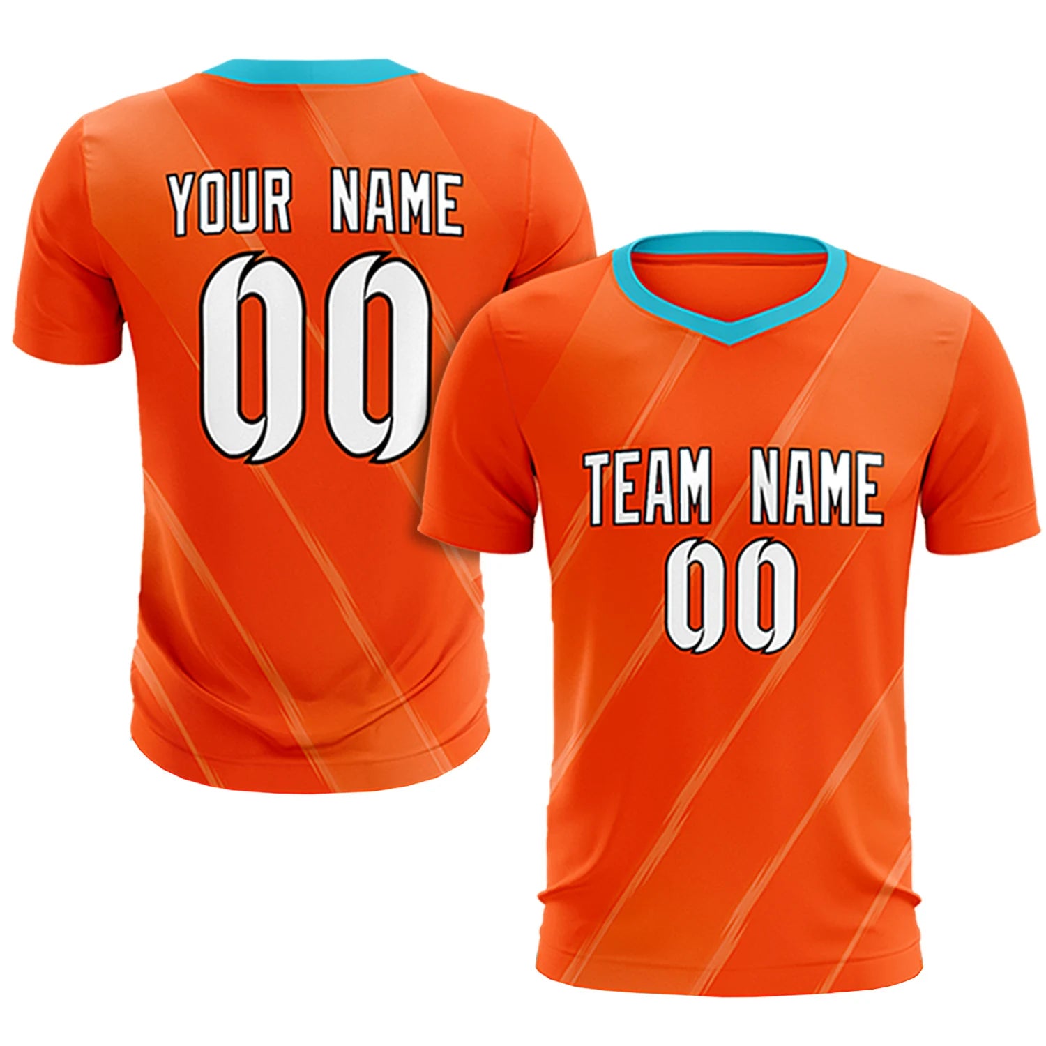 Custom Orange Sky Blue Printing Sportswear Soccer Sets Jersey