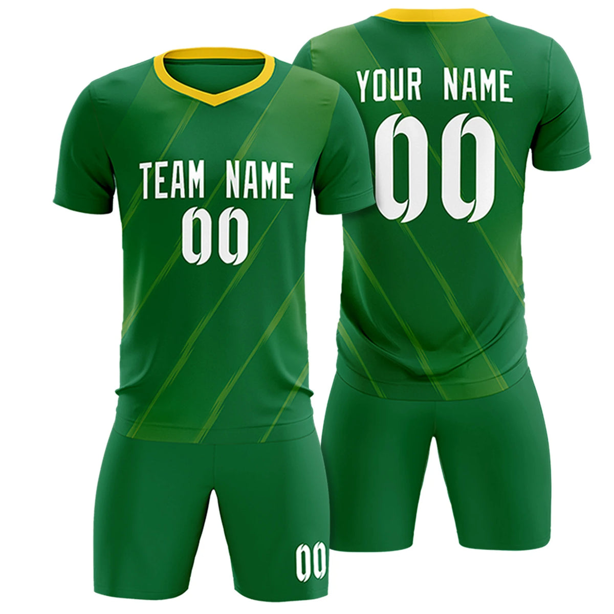 Custom Kelly Green Gold01 Printing Sportswear Soccer Sets Jersey