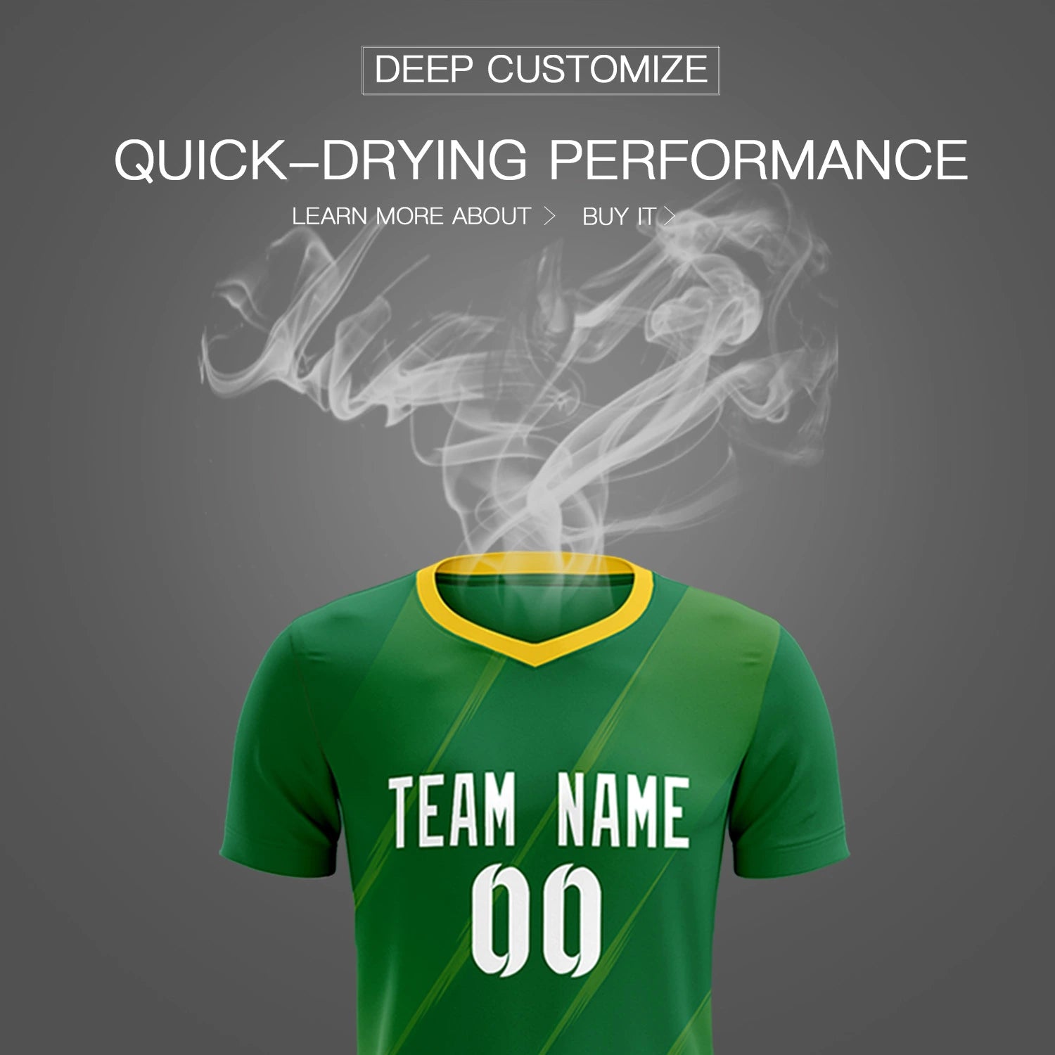 Custom Kelly Green Gold01 Printing Sportswear Soccer Sets Jersey