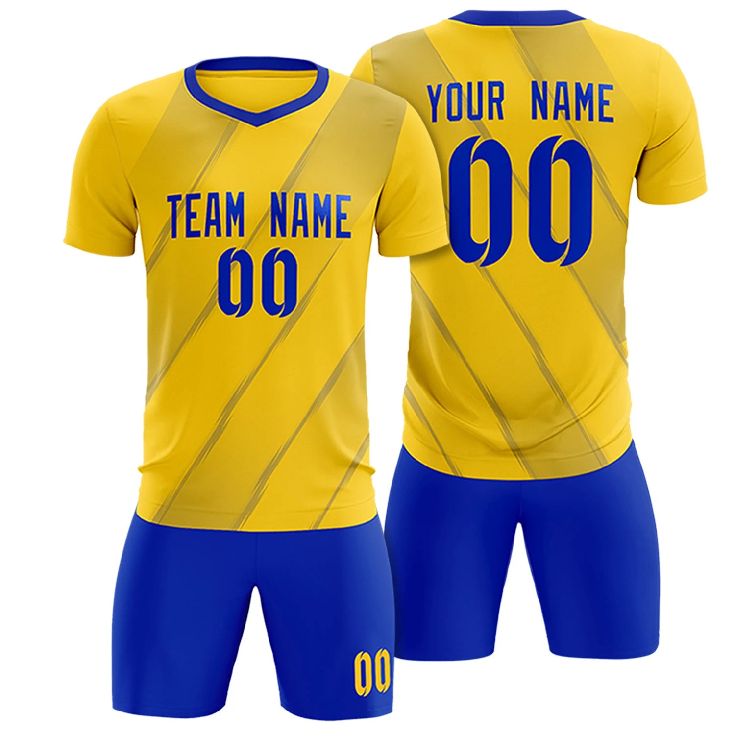 Custom Gold01 Royal Blue Printing Sportswear Soccer Sets Jersey