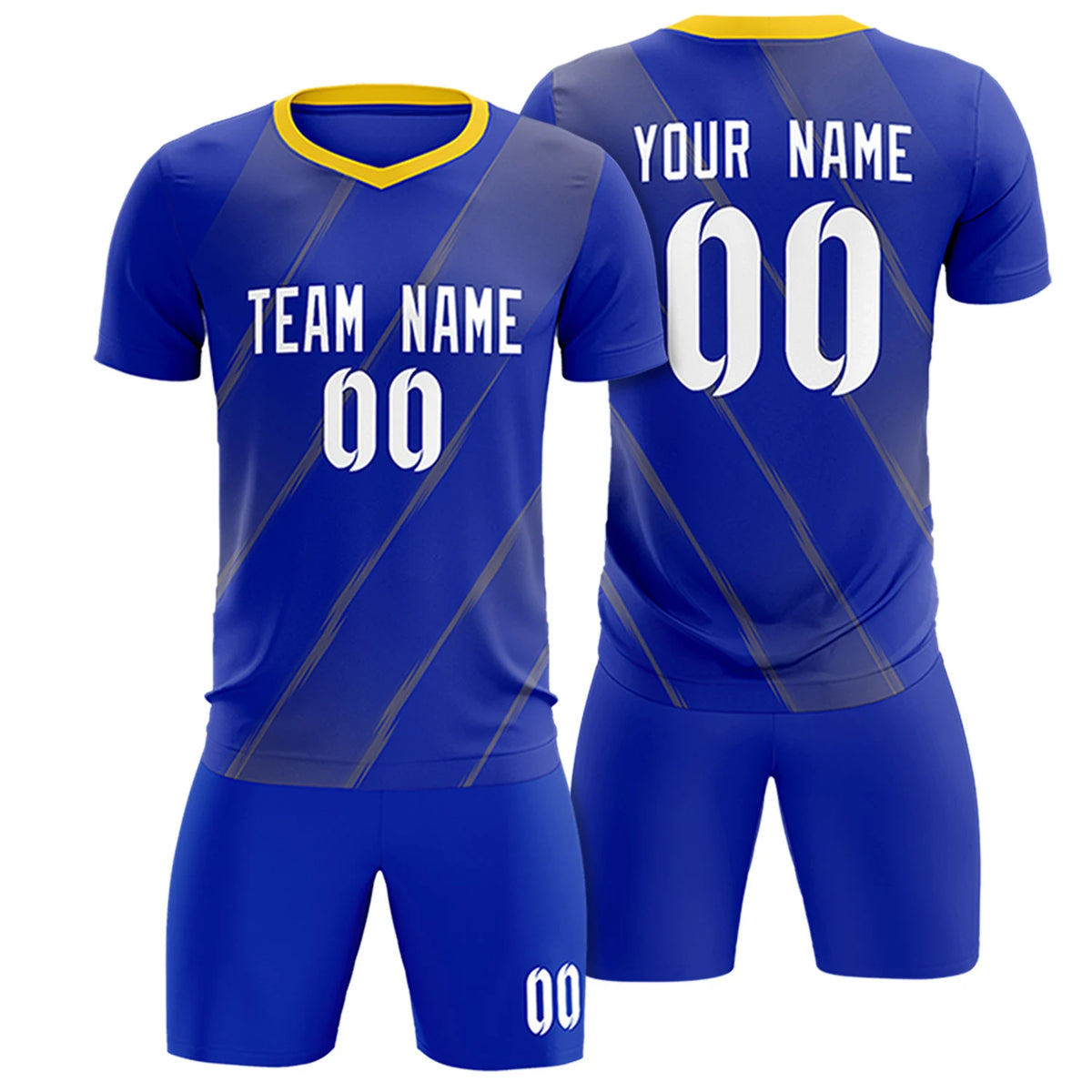 Custom Royal Blue Gold01 Printing Sportswear Soccer Sets Jersey