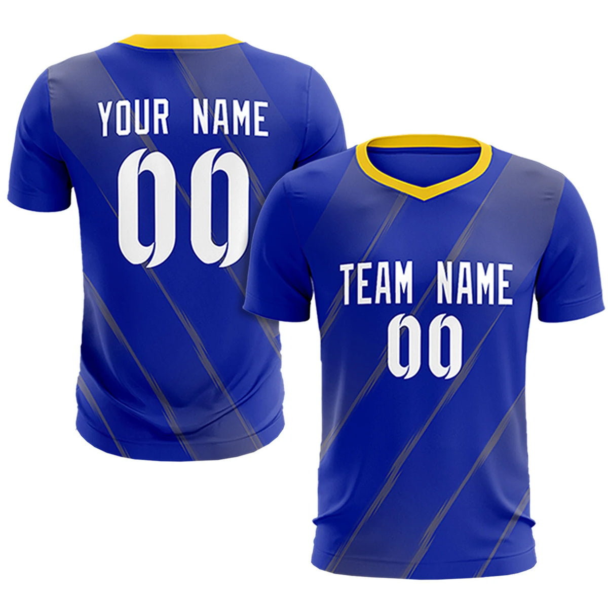 Custom Royal Blue Gold01 Printing Sportswear Soccer Sets Jersey