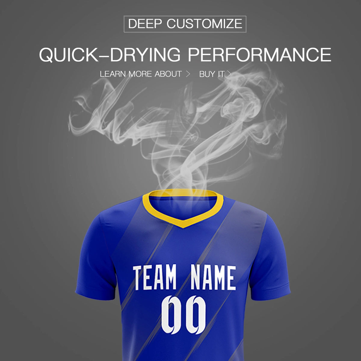 Custom Royal Blue Gold01 Printing Sportswear Soccer Sets Jersey