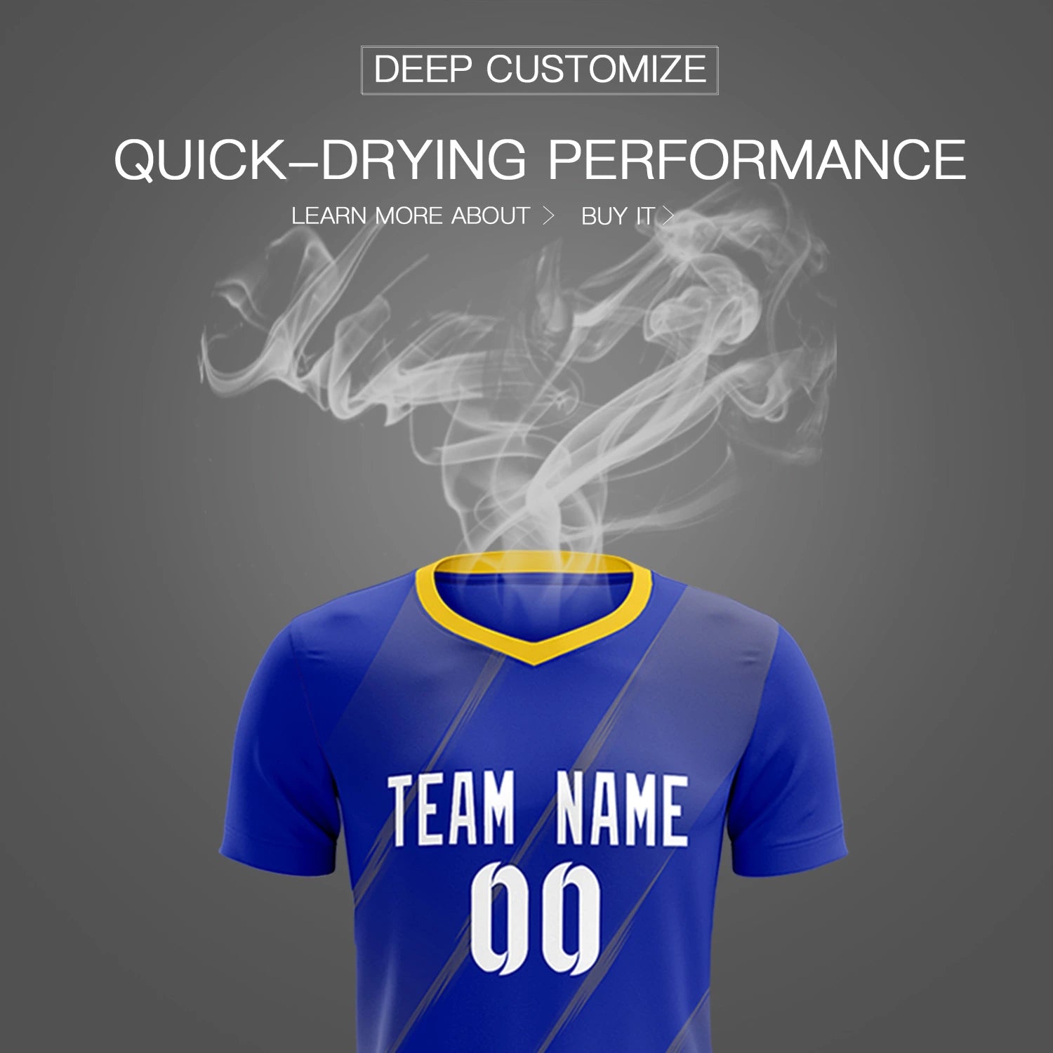 Custom Royal Blue Gold01 Printing Sportswear Soccer Sets Jersey