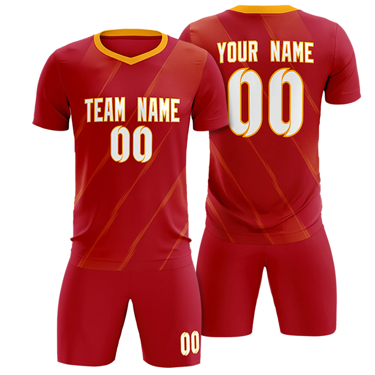 Custom Red Gold01 Printing Sportswear Soccer Sets Jersey
