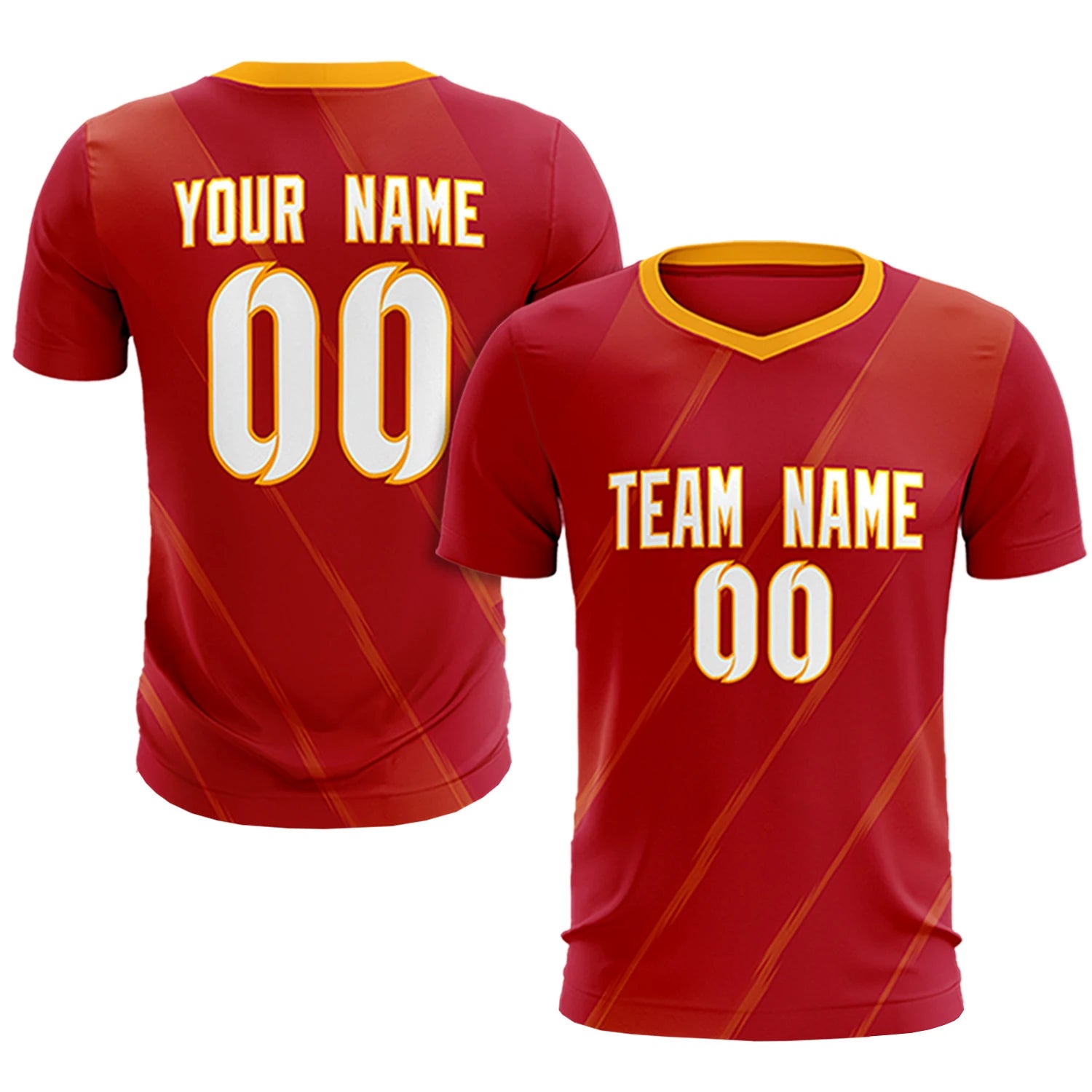 Custom Red Gold01 Printing Sportswear Soccer Sets Jersey