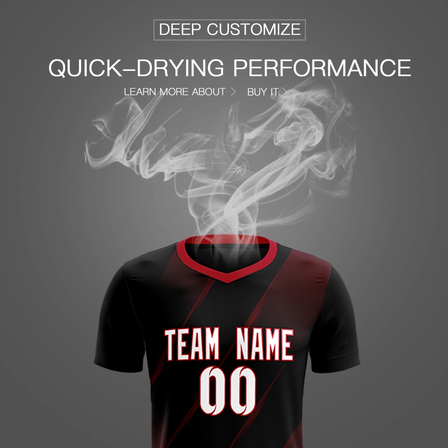 Custom Black Red Printing Sportswear Soccer Sets Jersey