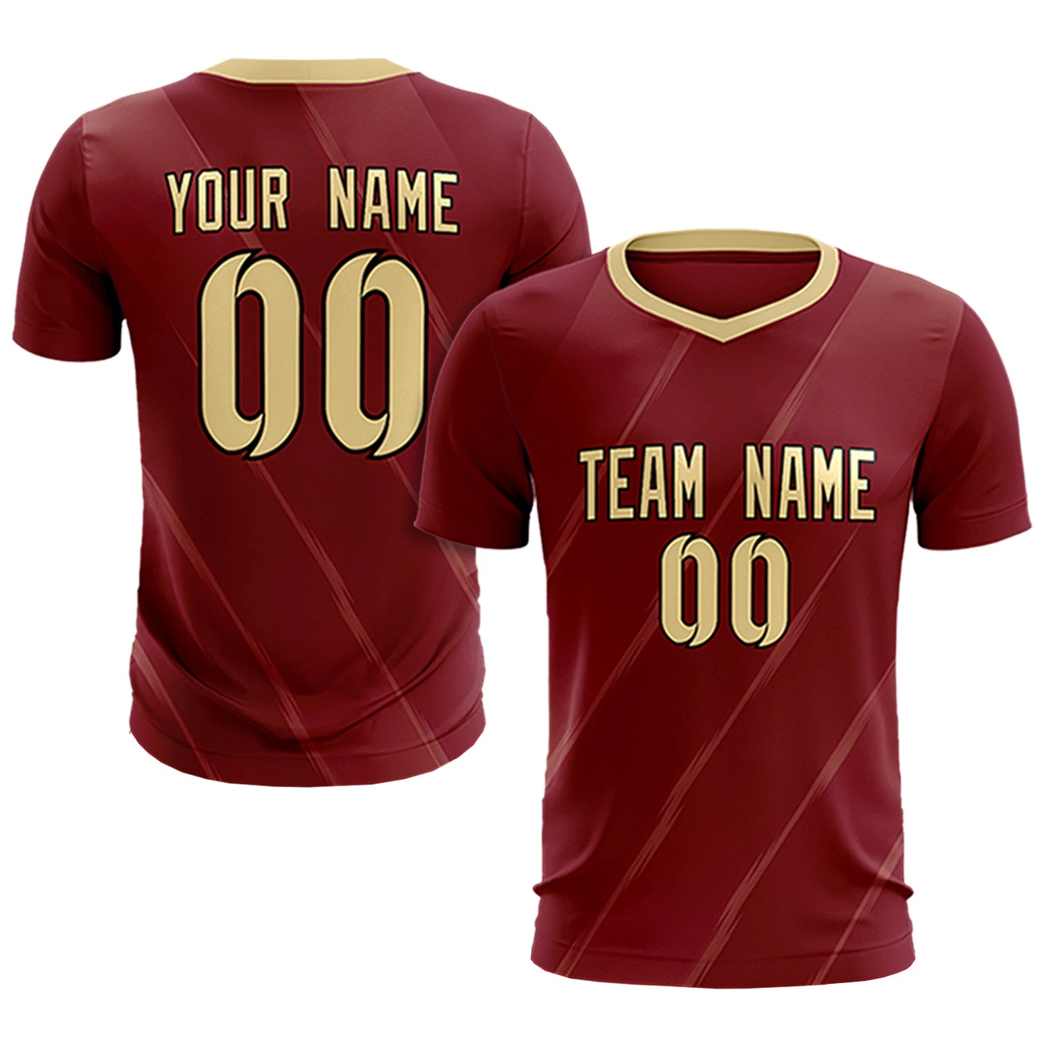 Custom Crimson Khaki Printing Sportswear Soccer Sets Jersey