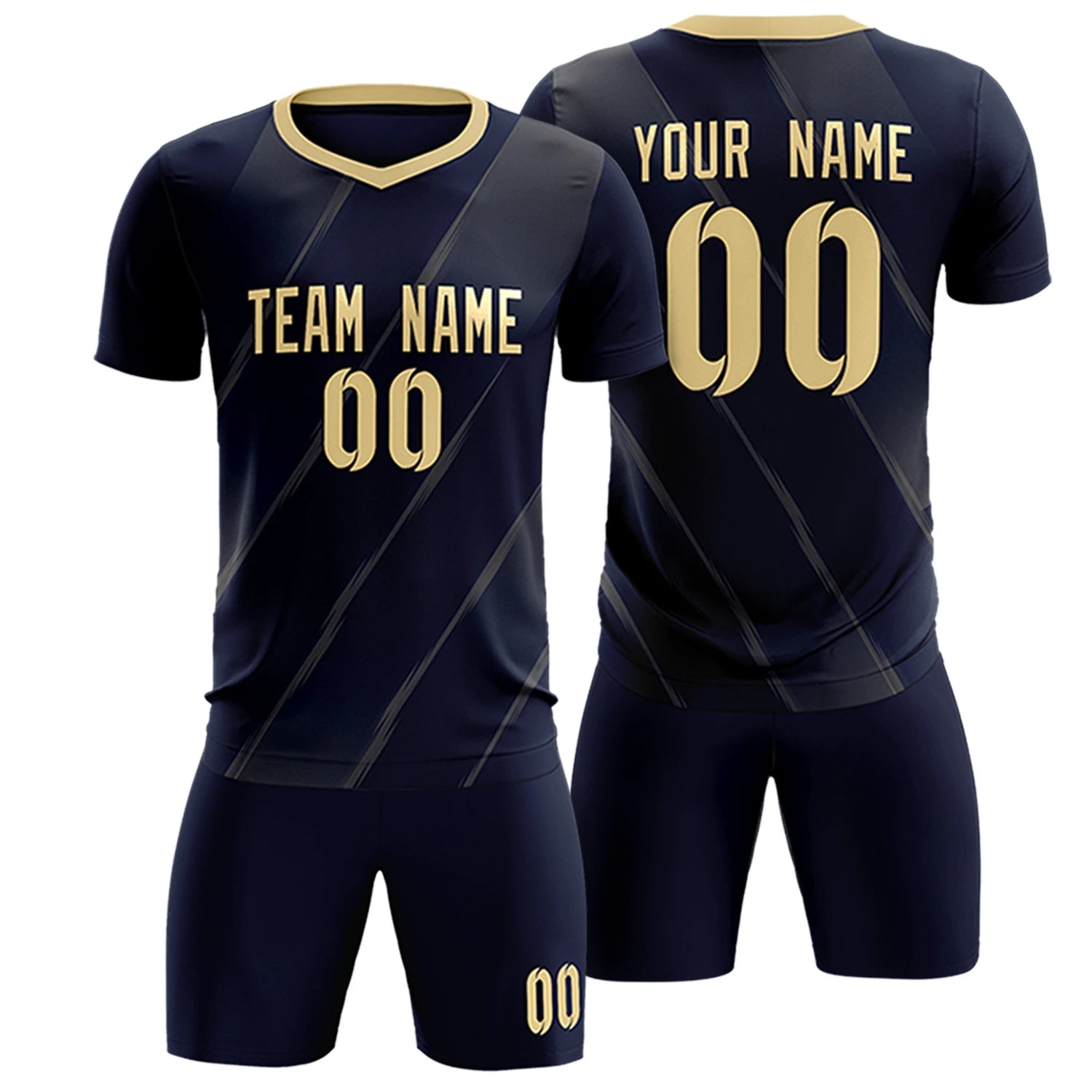 Custom Navy Khaki Printing Sportswear Soccer Sets Jersey