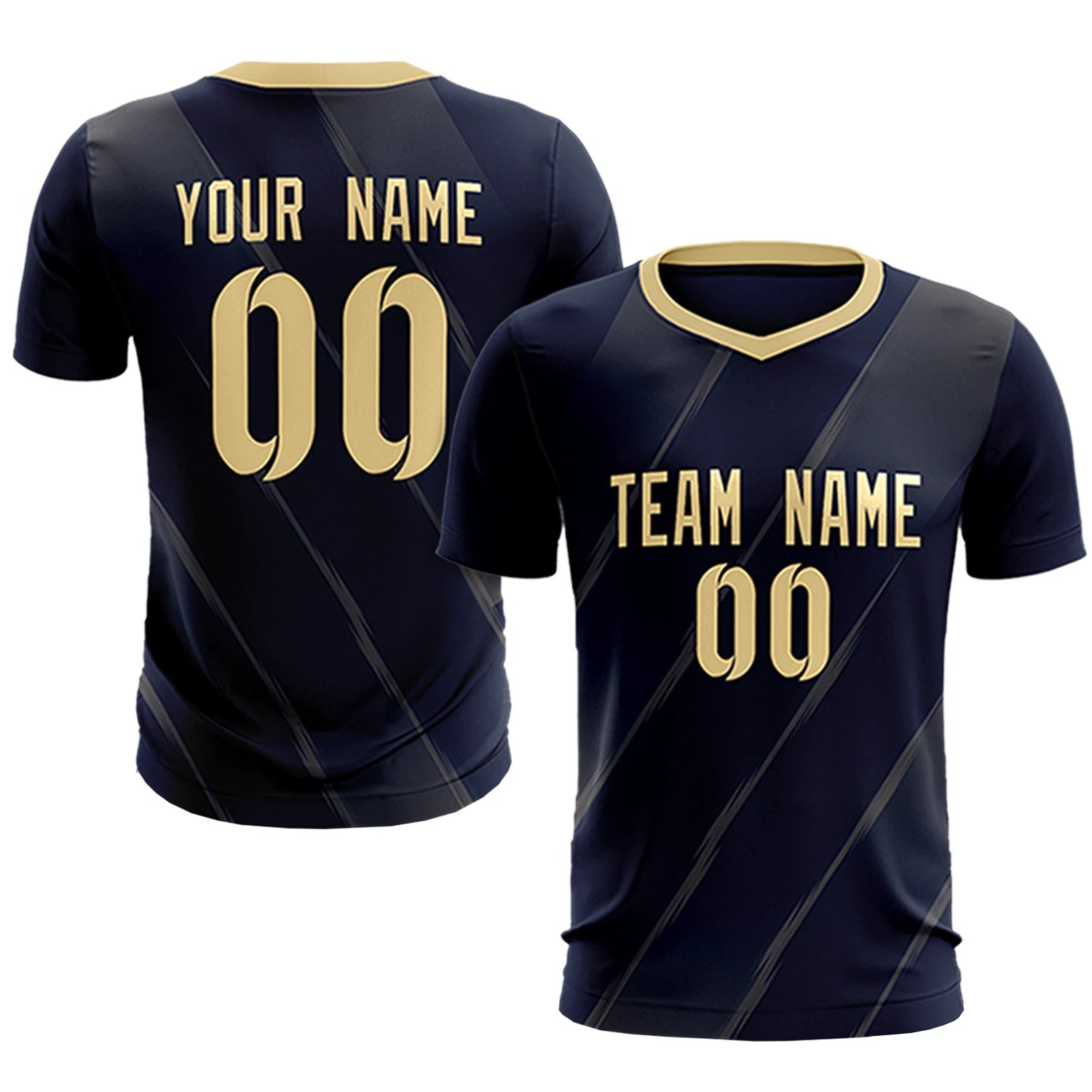 Custom Navy Khaki Printing Sportswear Soccer Sets Jersey