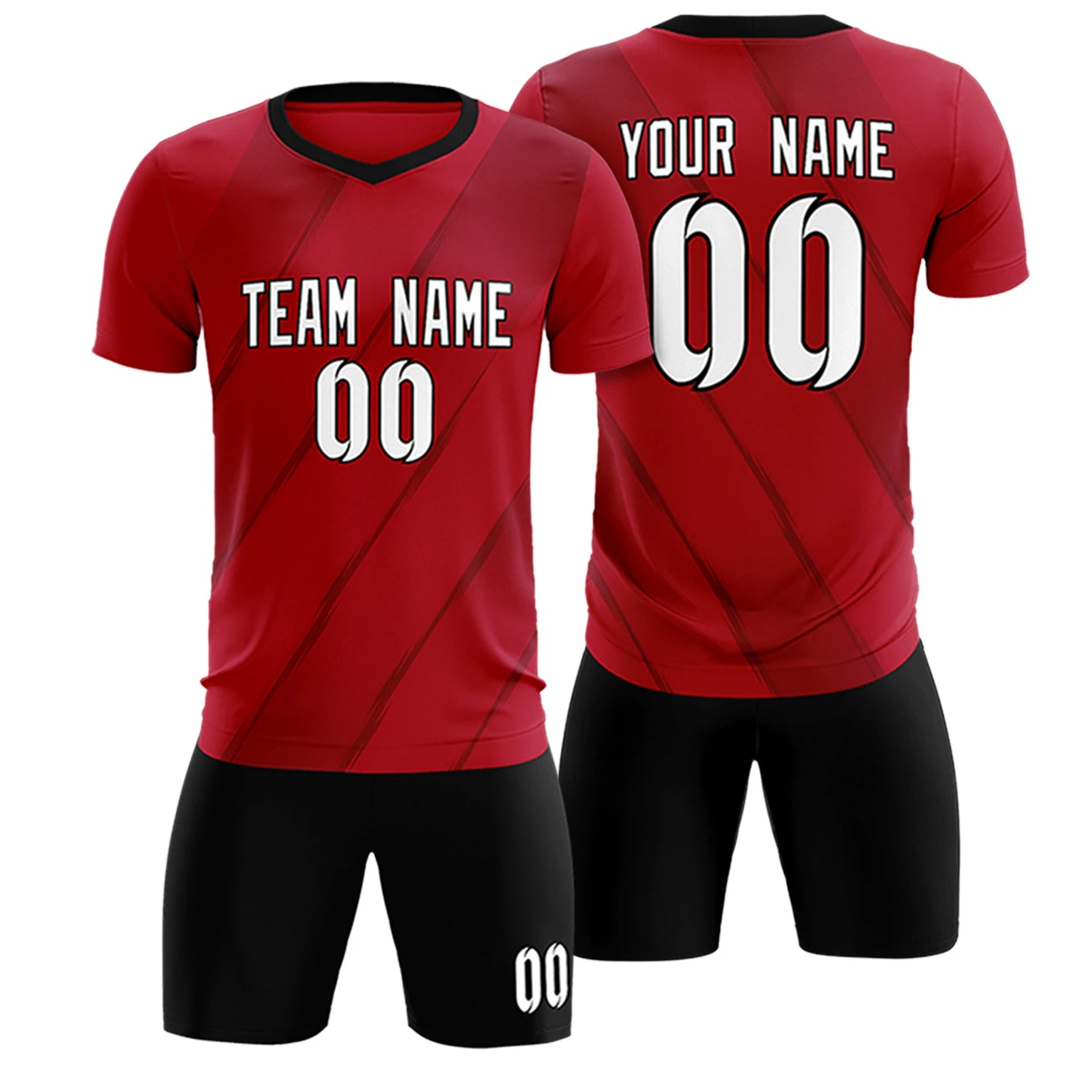 Custom Red Black Printing Sportswear Soccer Sets Jersey