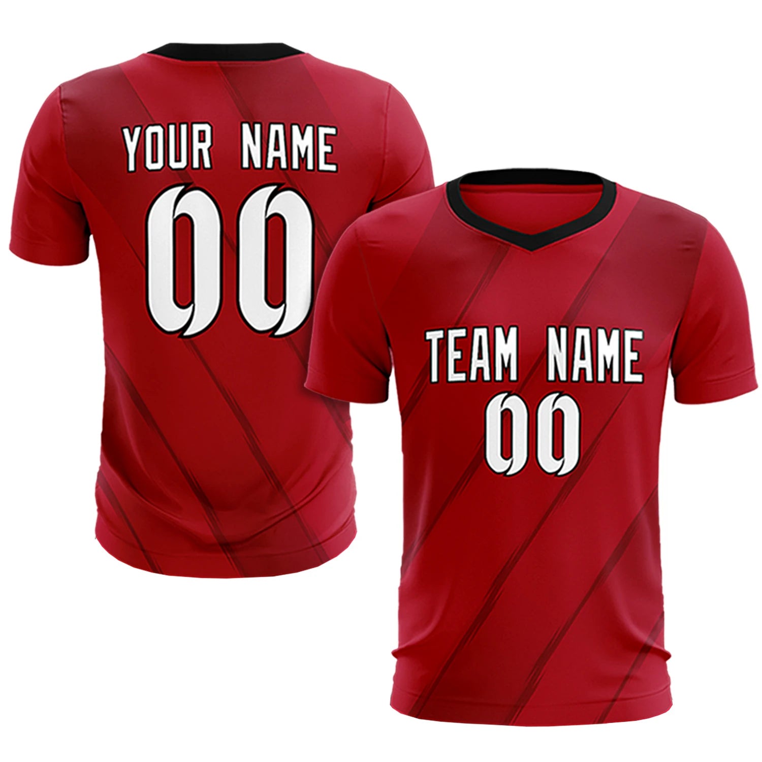 Custom Red Black Printing Sportswear Soccer Sets Jersey