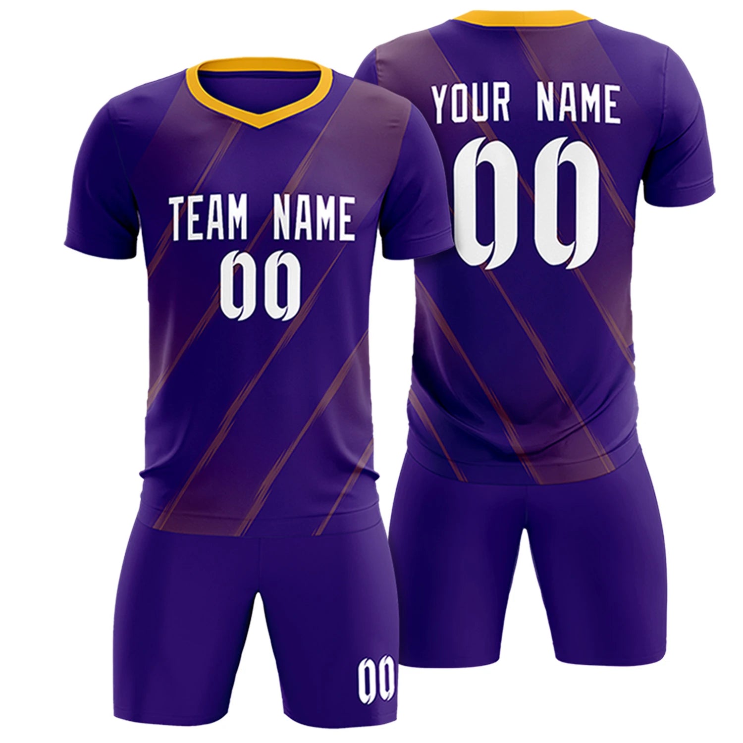 Custom Purple Yellow Printing Sportswear Soccer Sets Jersey