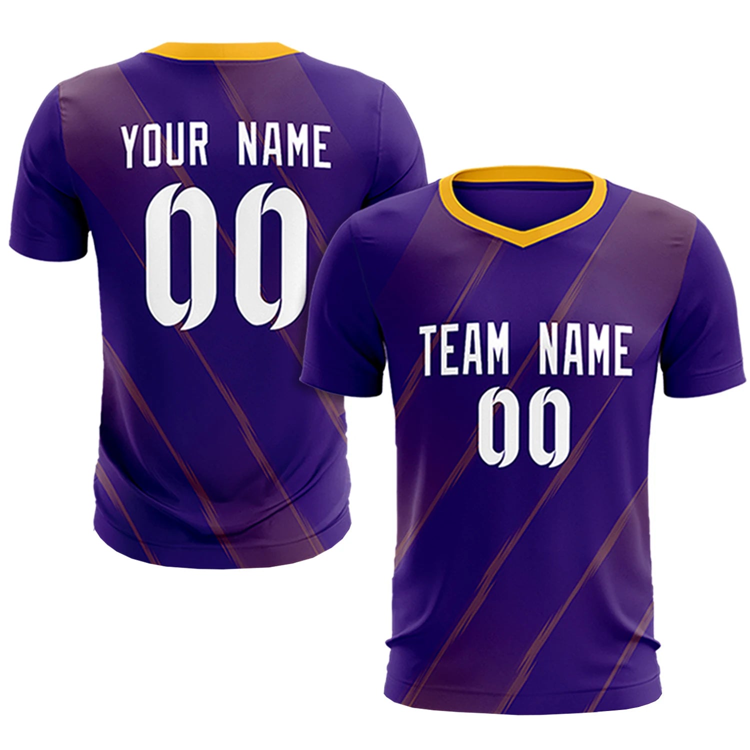 Custom Purple Yellow Printing Sportswear Soccer Sets Jersey