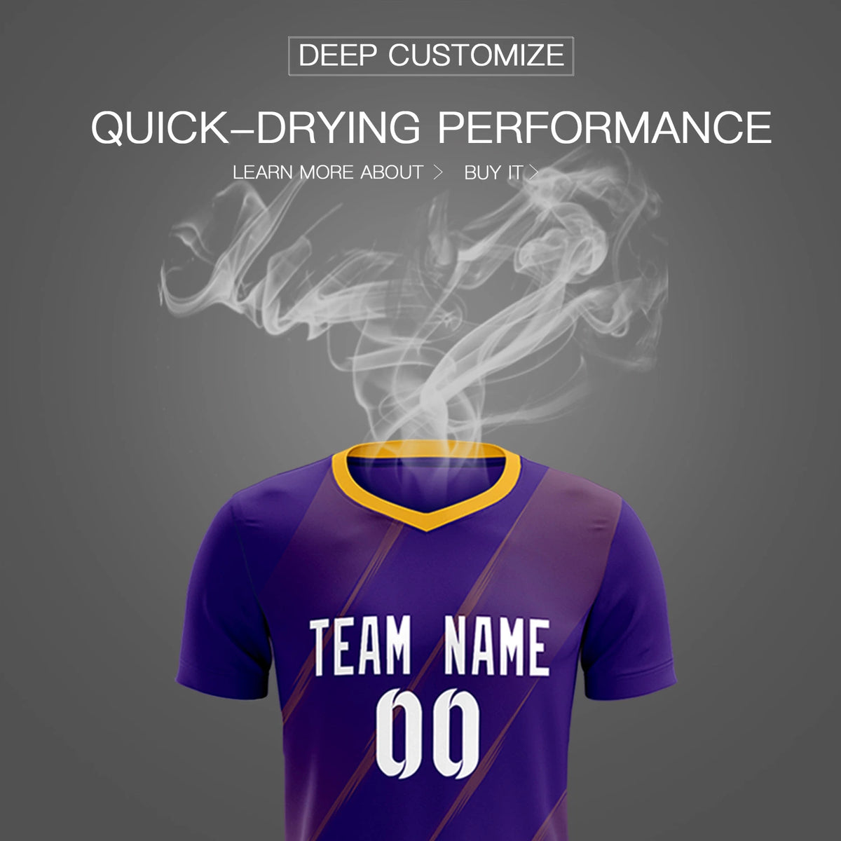 Custom Purple Yellow Printing Sportswear Soccer Sets Jersey