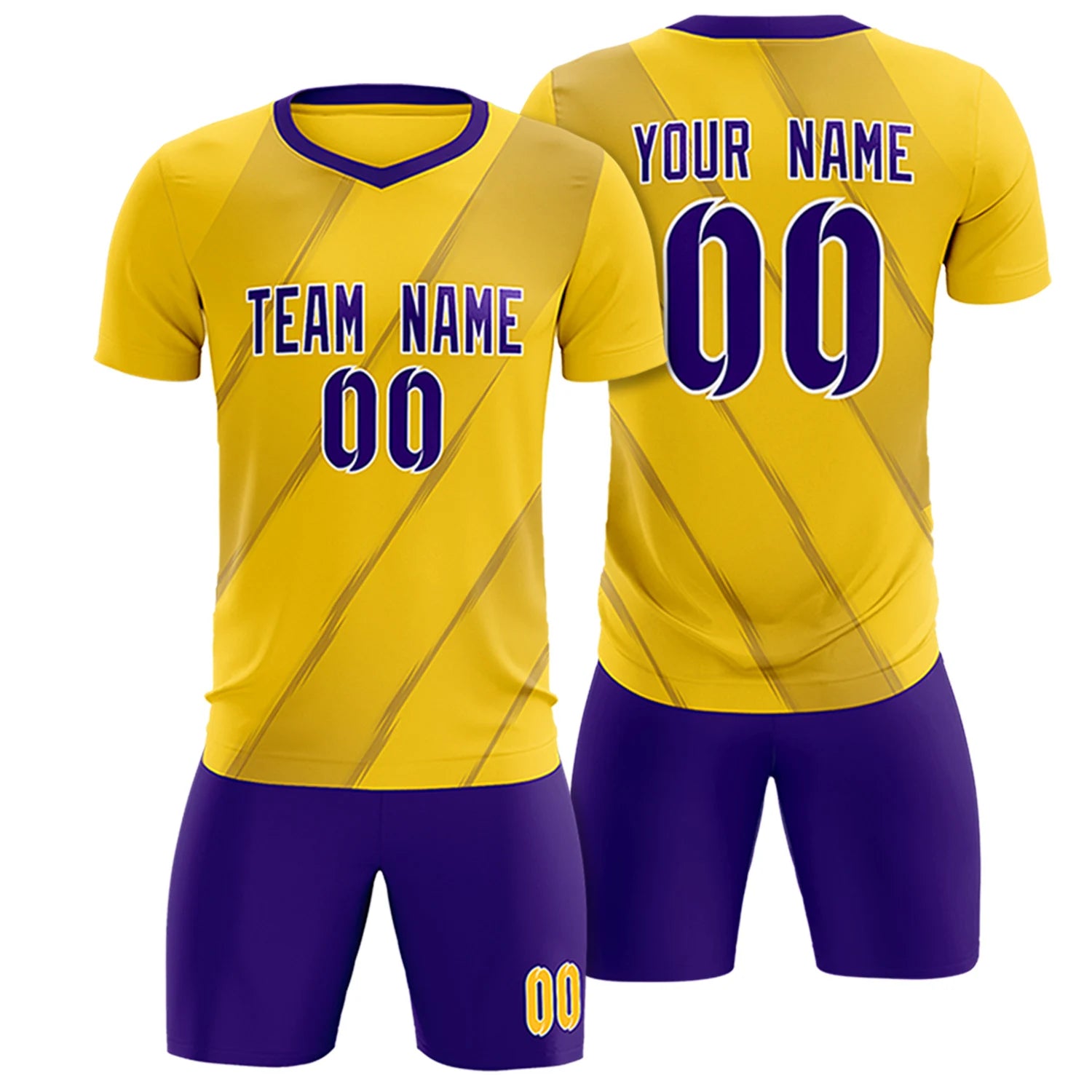 Custom Gold01 Purple Printing Sportswear Soccer Sets Jersey