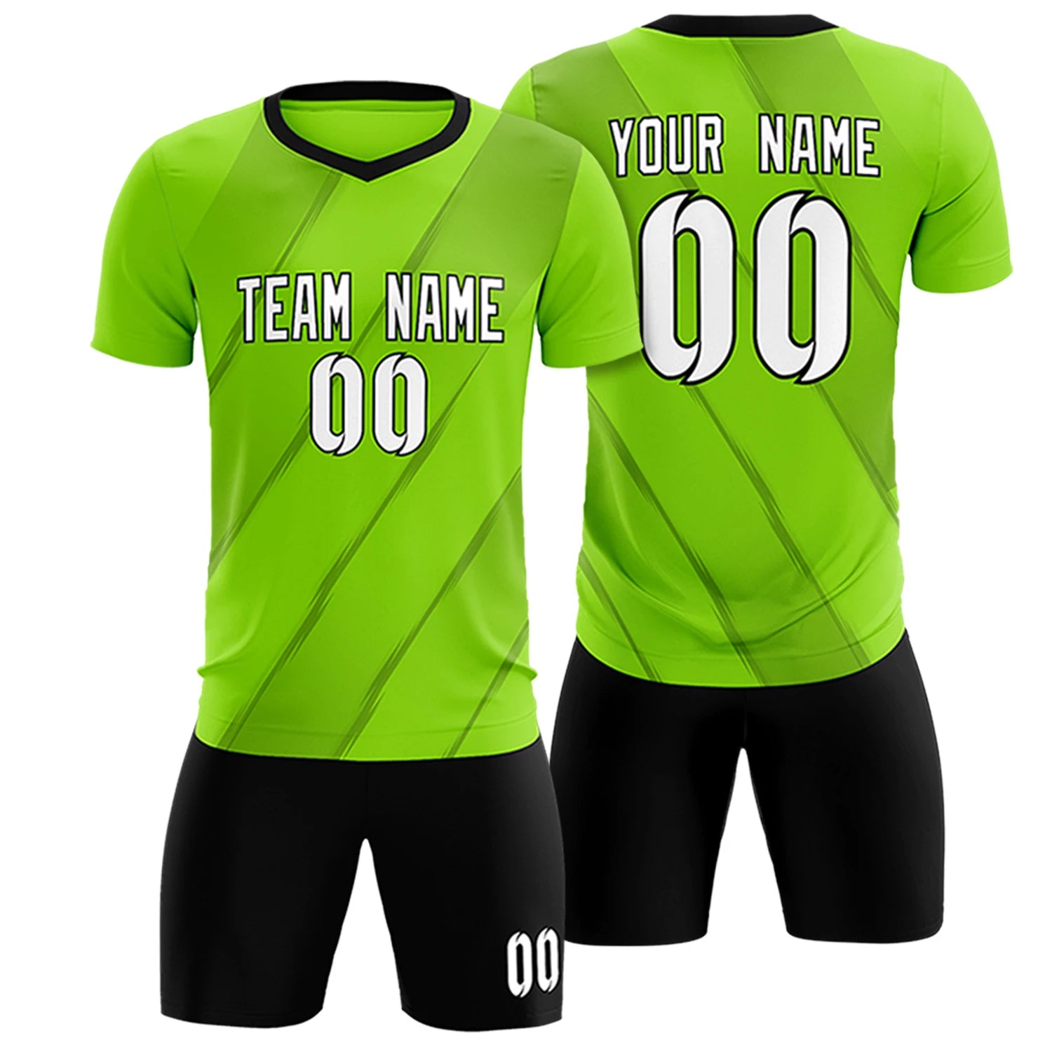 Custom Neon Green Black Printing Sportswear Soccer Sets Jersey