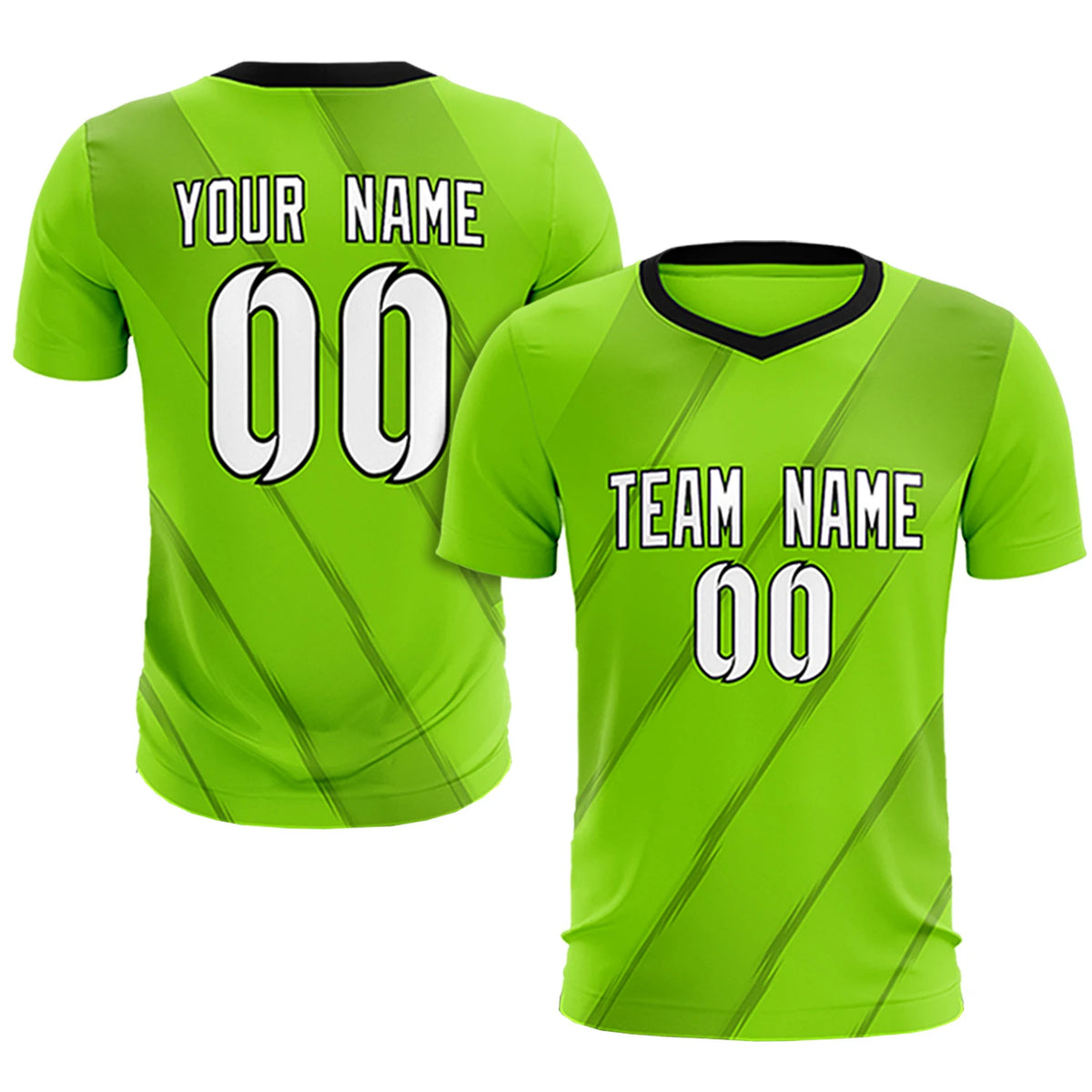Custom Neon Green Black Printing Sportswear Soccer Sets Jersey