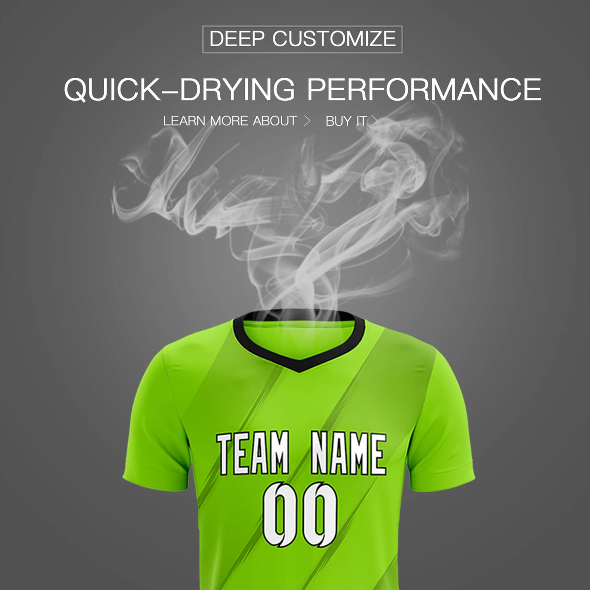 Custom Neon Green Black Printing Sportswear Soccer Sets Jersey