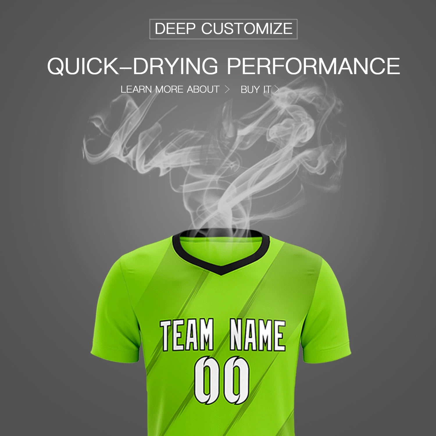 Custom Neon Green Black Printing Sportswear Soccer Sets Jersey