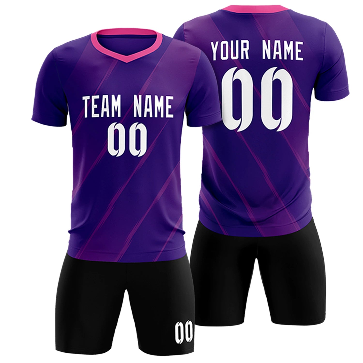 Custom Purple Pink Printing Sportswear Soccer Sets Jersey
