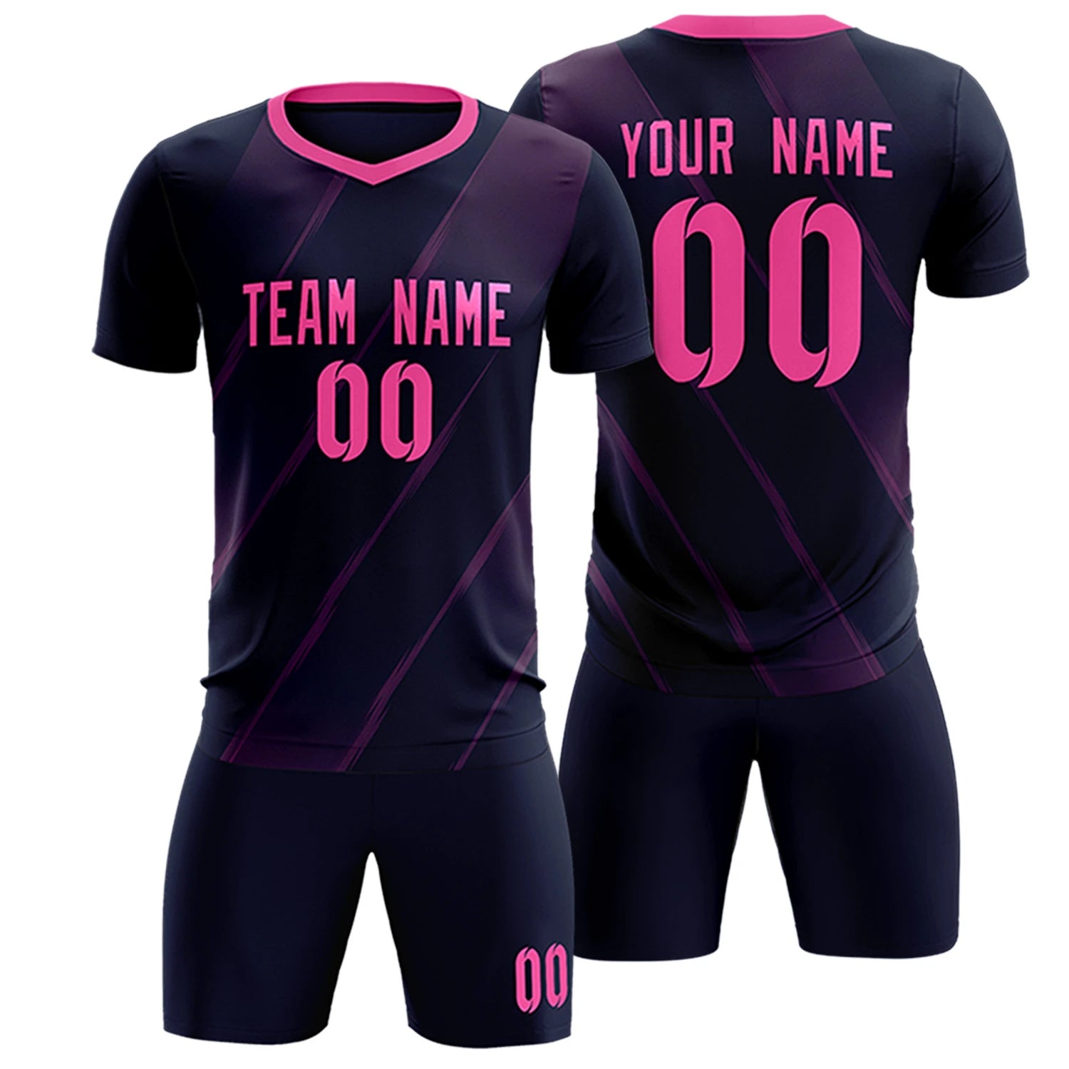 Custom Navy Pink Printing Sportswear Soccer Sets Jersey