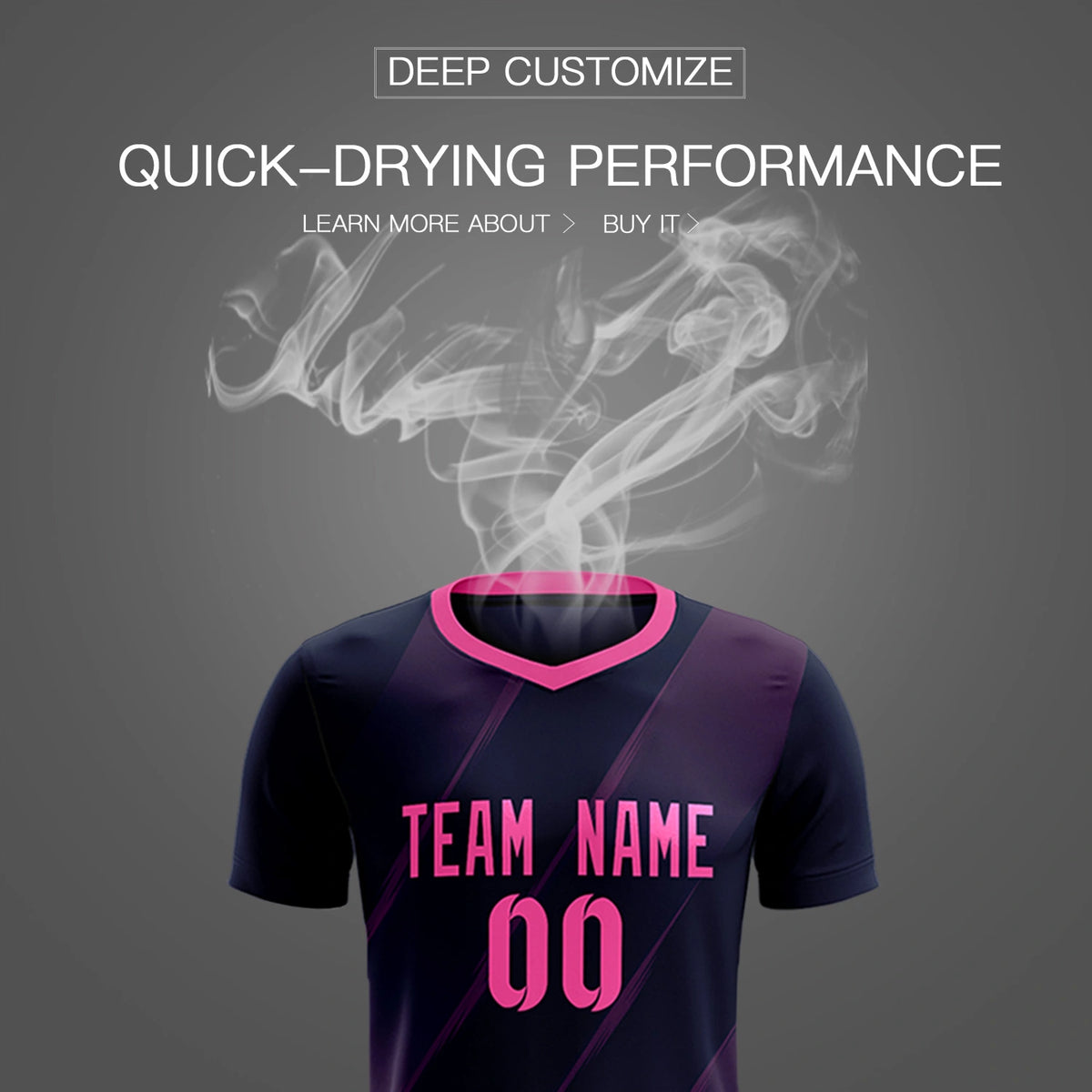 Custom Navy Pink Printing Sportswear Soccer Sets Jersey