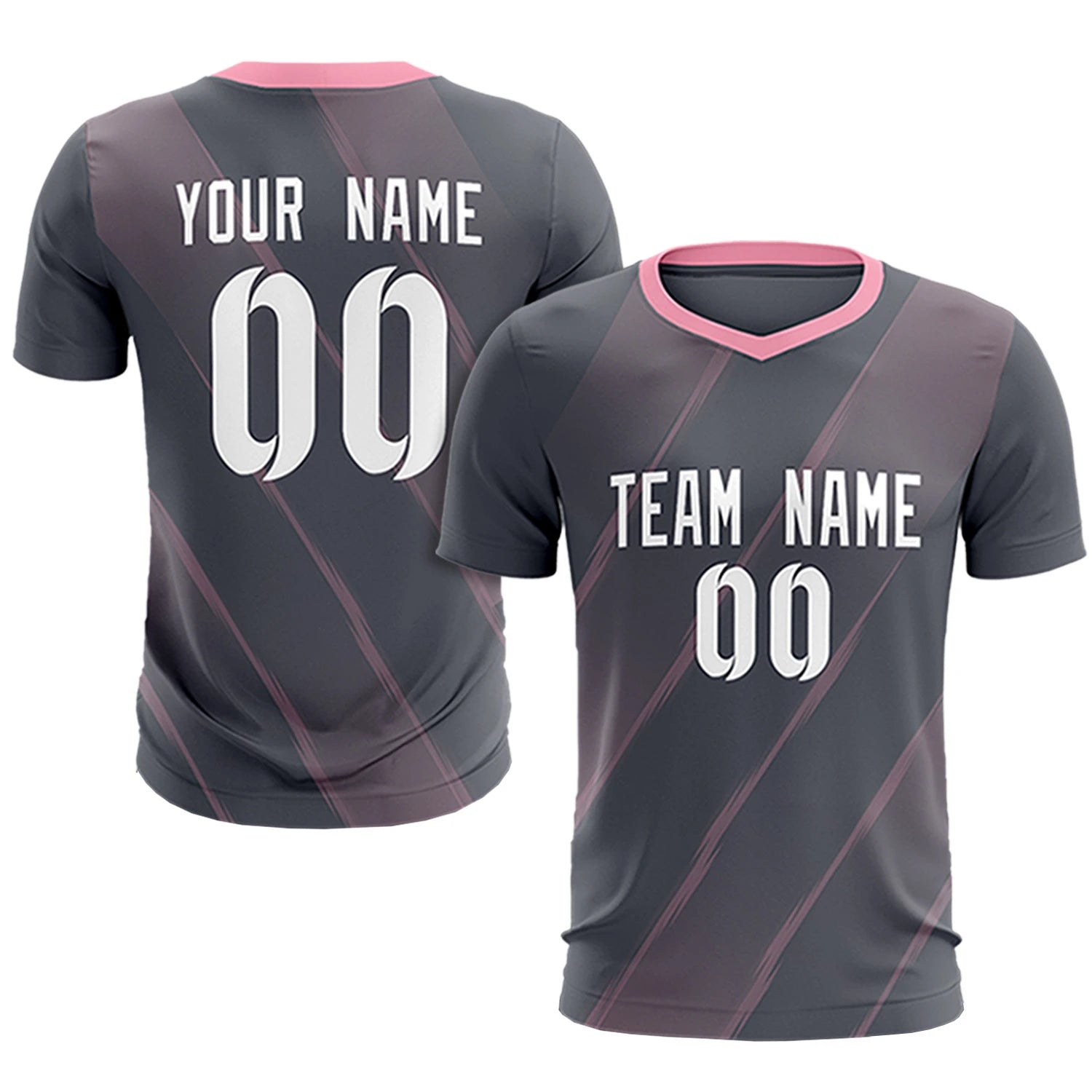 Custom Dark Gray Light Pink Printing Sportswear Soccer Sets Jersey