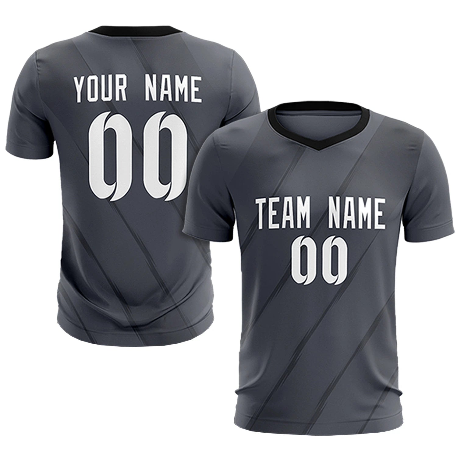 Custom Dark Gray Black Printing Sportswear Soccer Sets Jersey