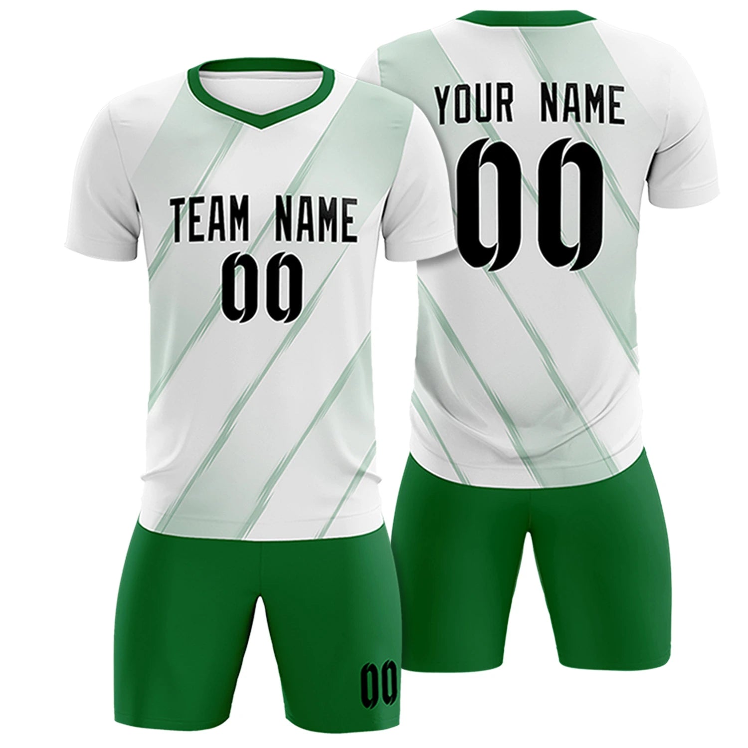 Custom White Kelly Green Printing Sportswear Soccer Sets Jersey