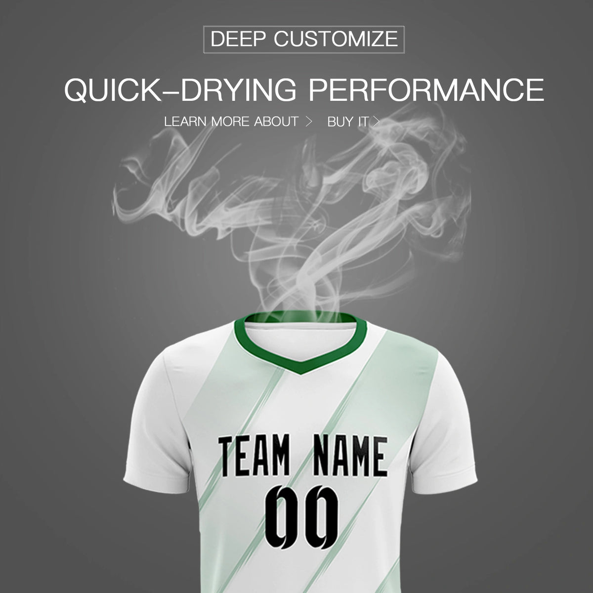 Custom White Kelly Green Printing Sportswear Soccer Sets Jersey
