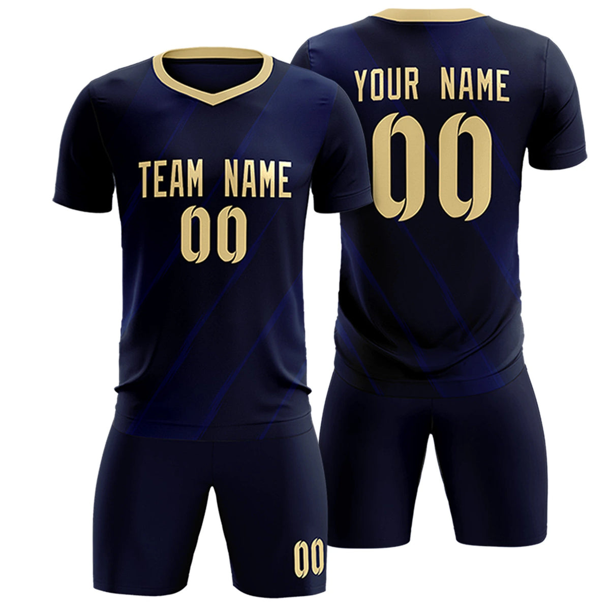 Custom Navy Khaki Printing Sportswear Soccer Sets Jersey