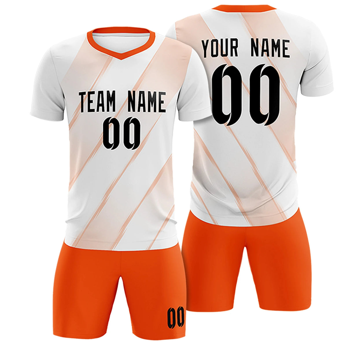 Custom White Orange Printing Sportswear Soccer Sets Jersey