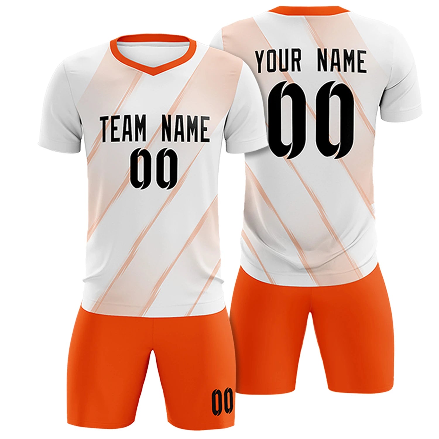 Custom White Orange Printing Sportswear Soccer Sets Jersey