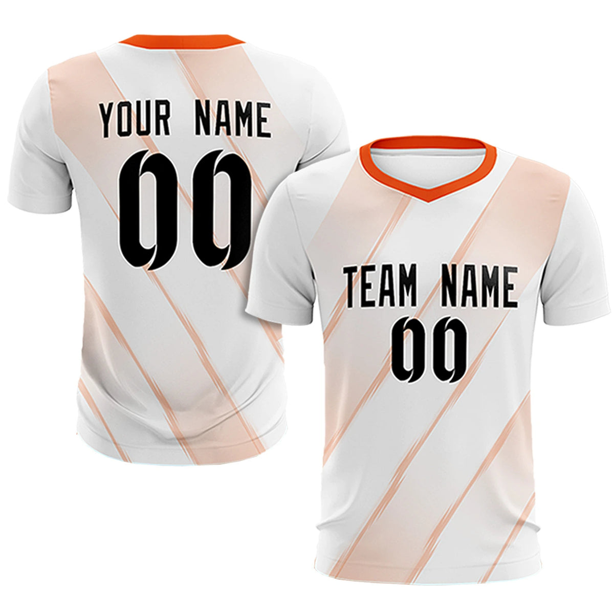 Custom White Orange Printing Sportswear Soccer Sets Jersey