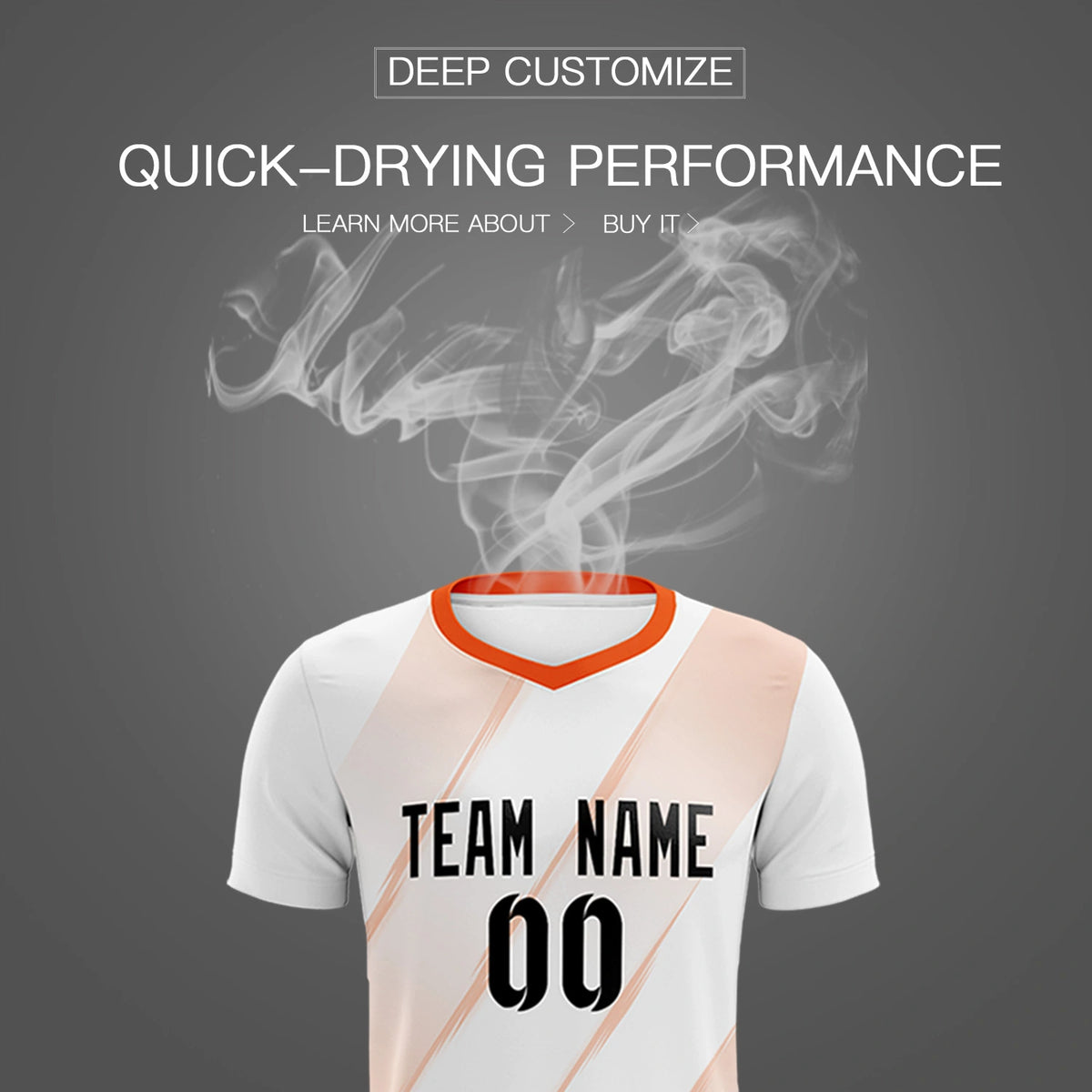 Custom White Orange Printing Sportswear Soccer Sets Jersey