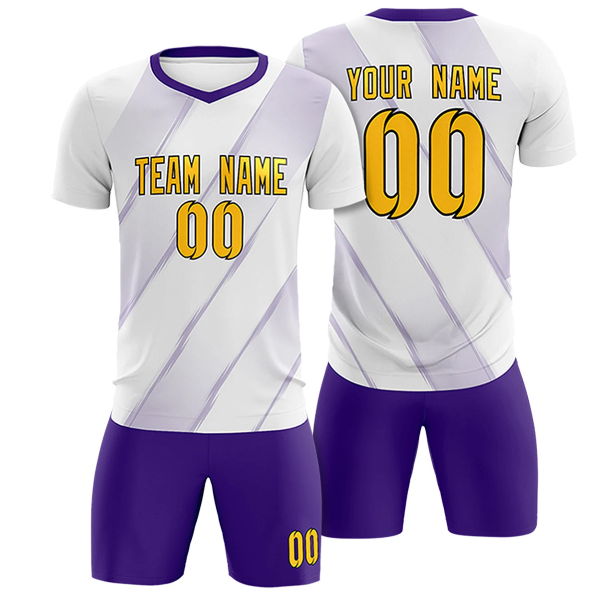 Custom White Purple Printing Sportswear Soccer Sets Jersey