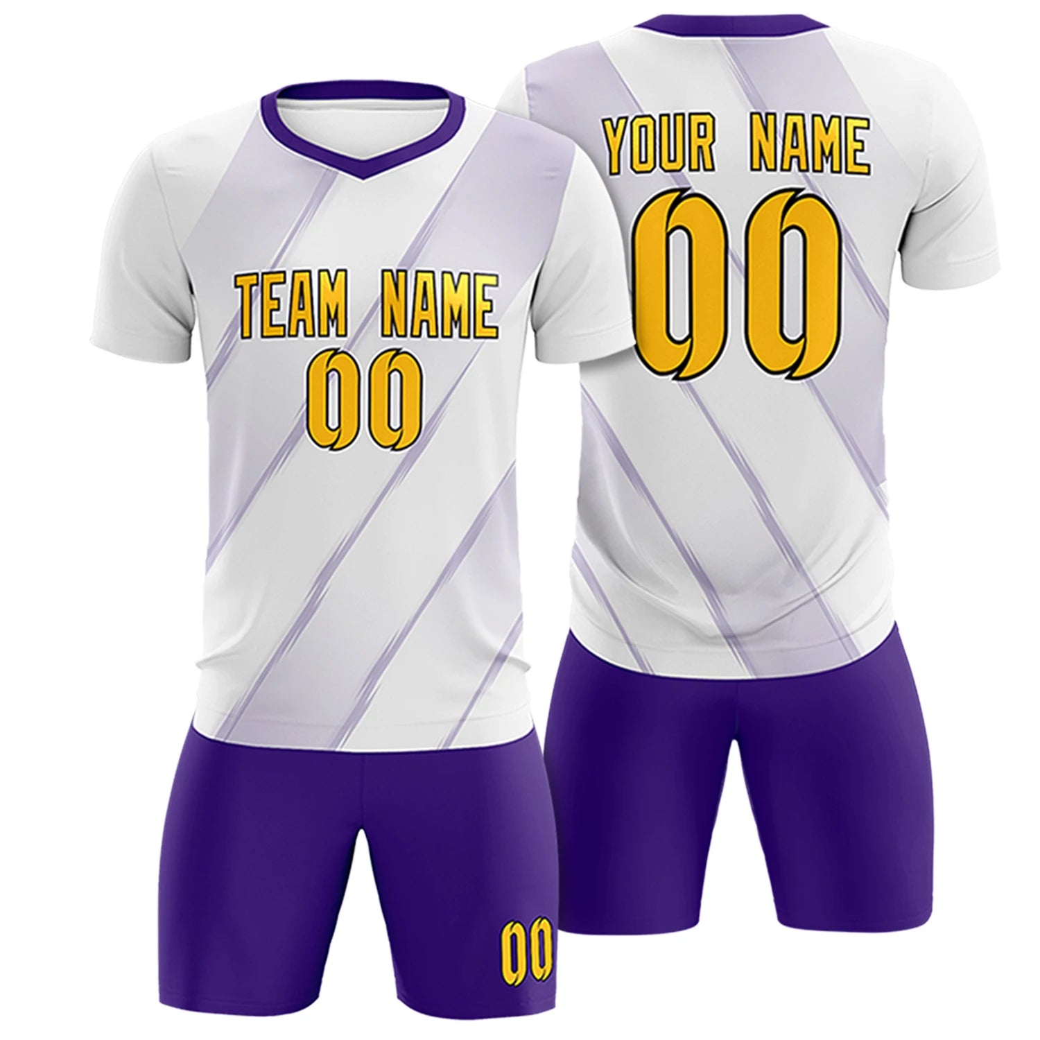 Custom White Purple Printing Sportswear Soccer Sets Jersey