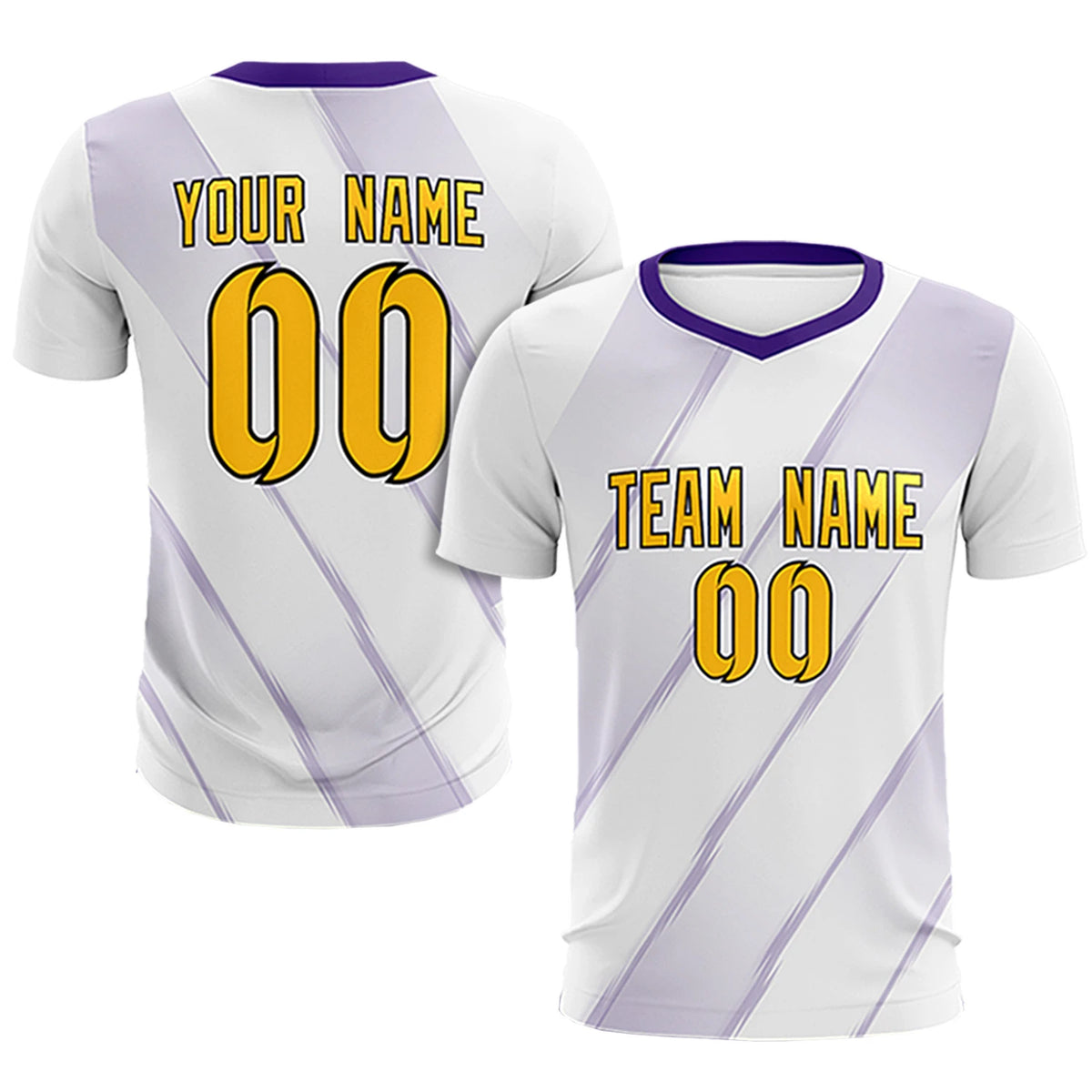 Custom White Purple Printing Sportswear Soccer Sets Jersey