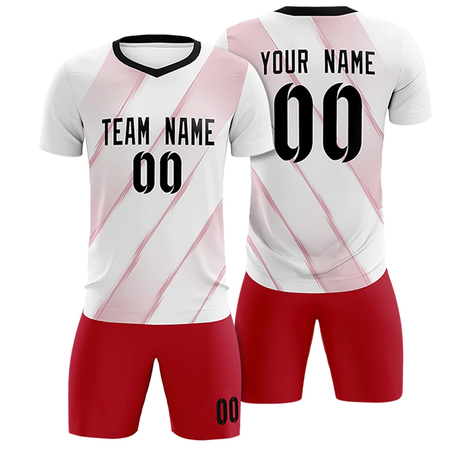 Custom White Red Printing Sportswear Soccer Sets Jersey