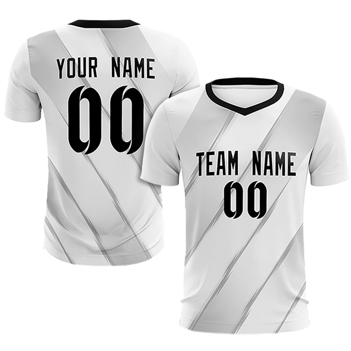 Custom White Black Printing Sportswear Soccer Sets Jersey