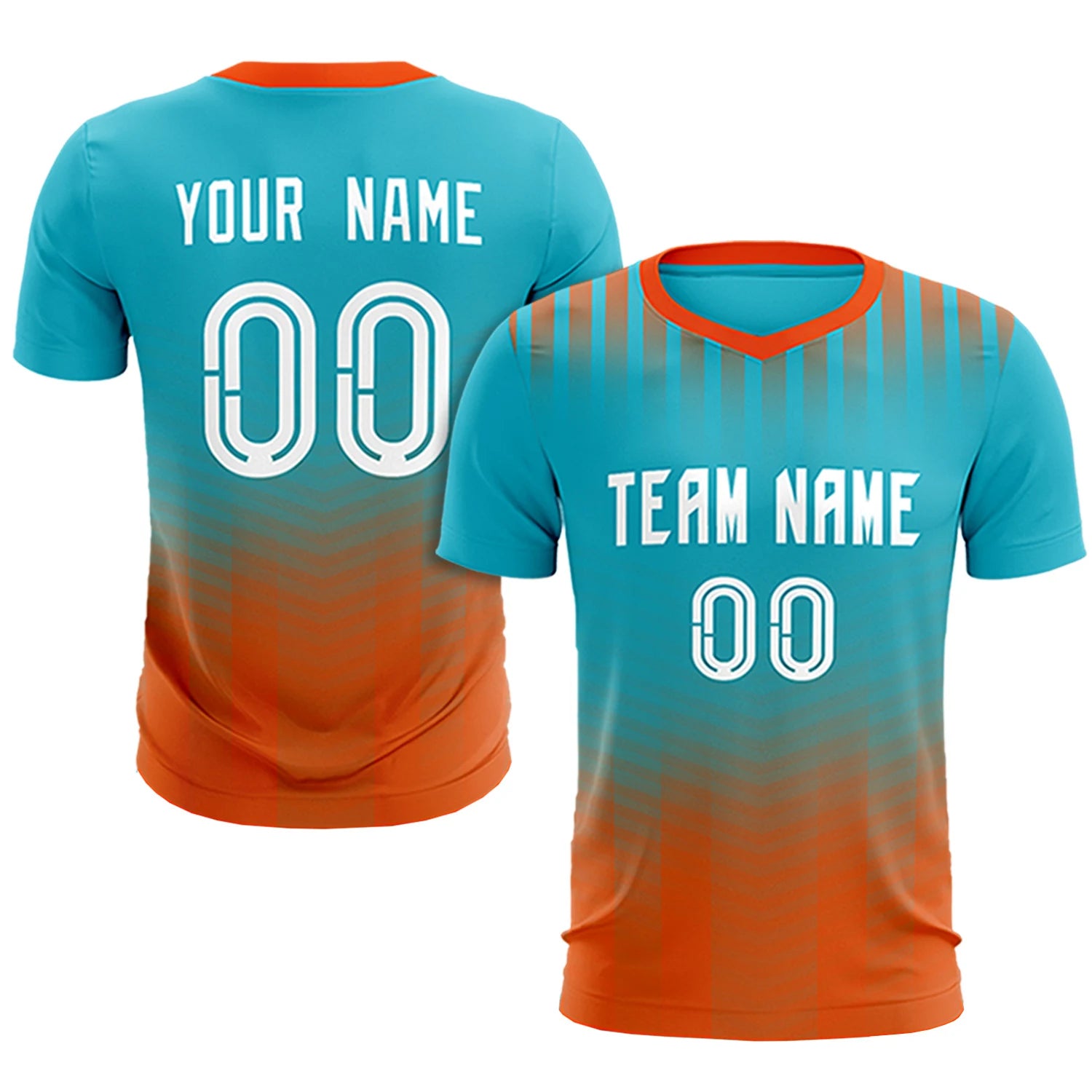 Custom Sky Blue Orange Soft Training Uniform Soccer Sets Jersey